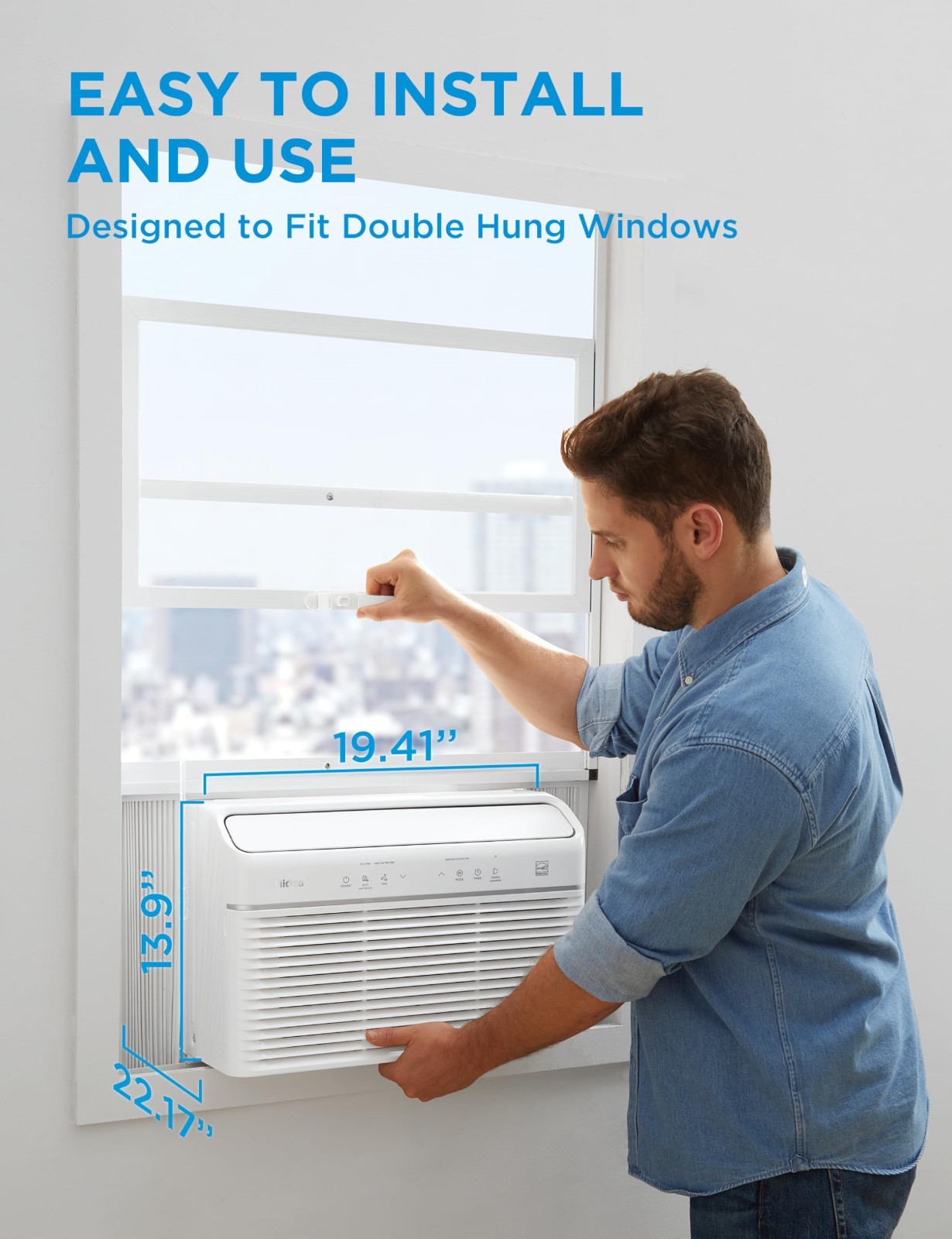 12,000 BTU Window Air Conditioner with Heat & Dehumidifier, Smart Control, Energ