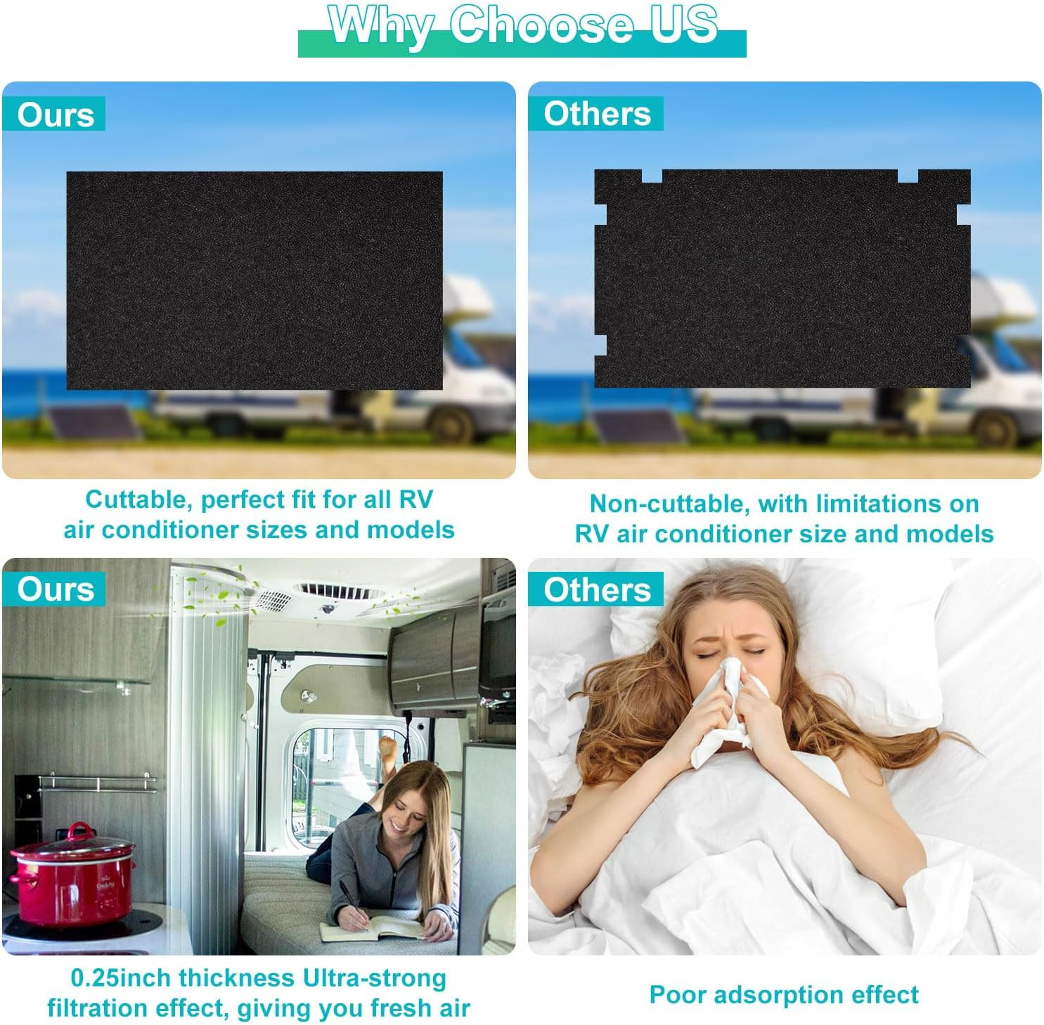 RV A/C Filters Replacement, 16 X 40 X 1/4 Inches RV Air Conditioner Replacement