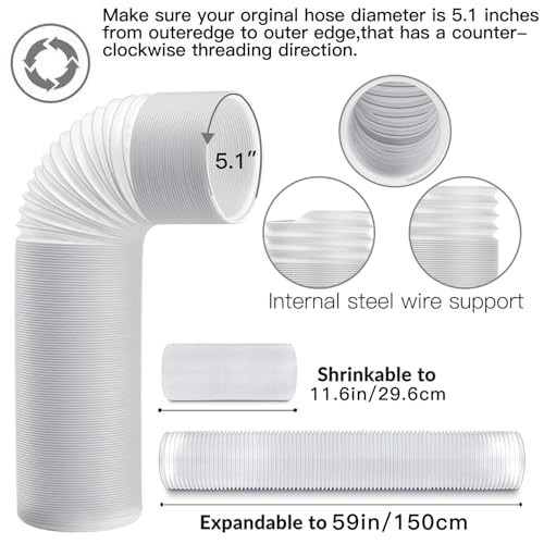 Sliding Door AC Vent Kit with Extendable Hose, Screen Net & Weather Stripping