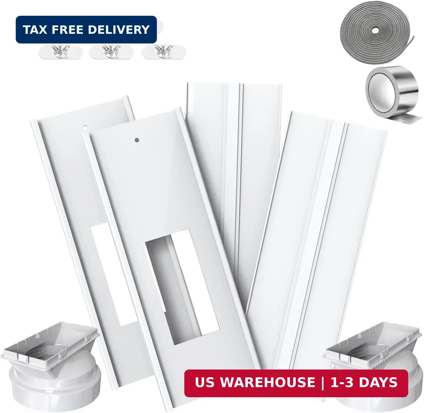 Dual Hose Portable Air Conditioner Window Vent Kit 26-62″ Adjustable with 2 Univ