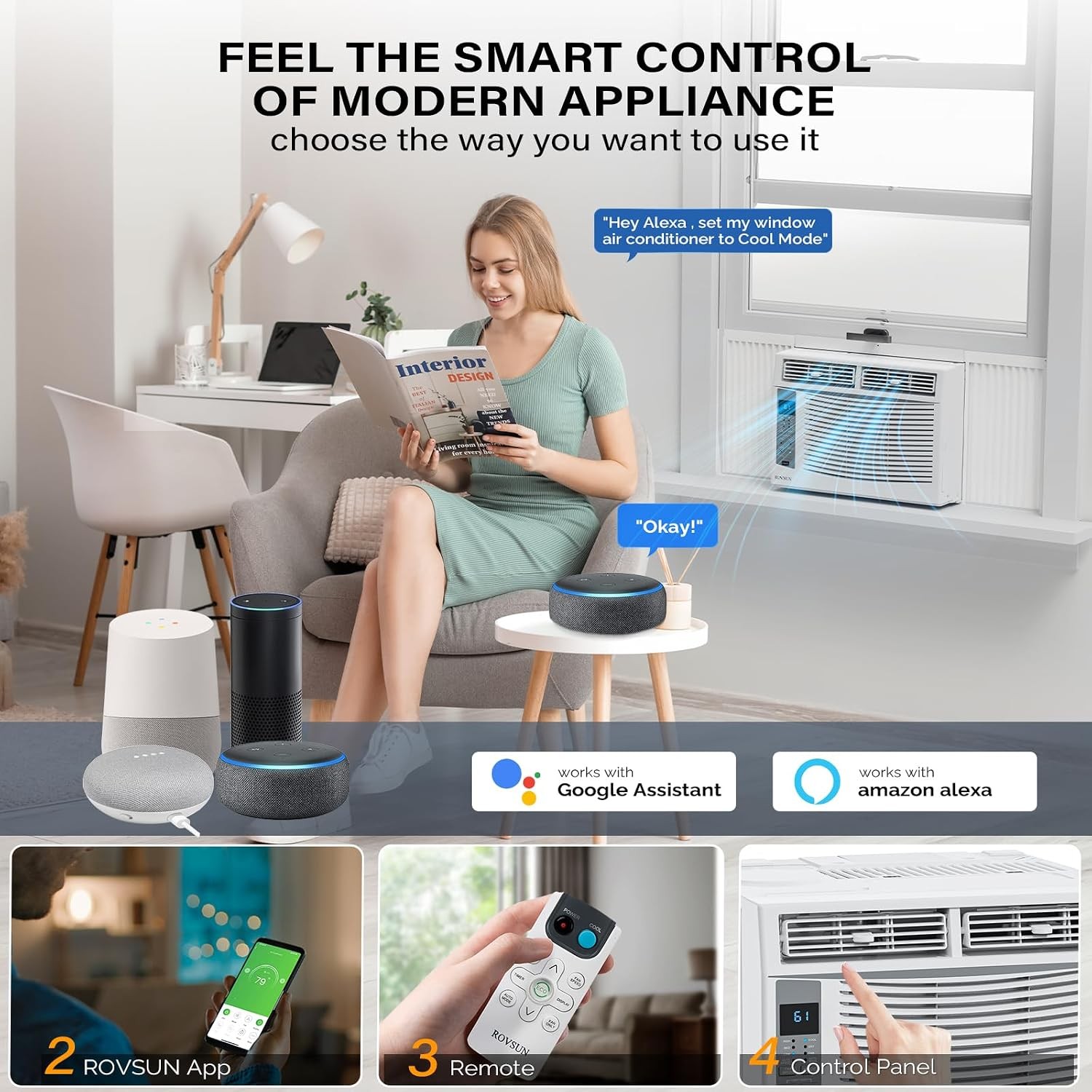 Smart 6000 BTU Window Air Conditioner W/ WiFi Energy Saving Window AC Unit