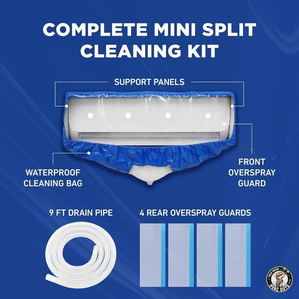 Easy Install Mini Split Cleaning Bag: 360 Waterproof for 38in – 48in Units