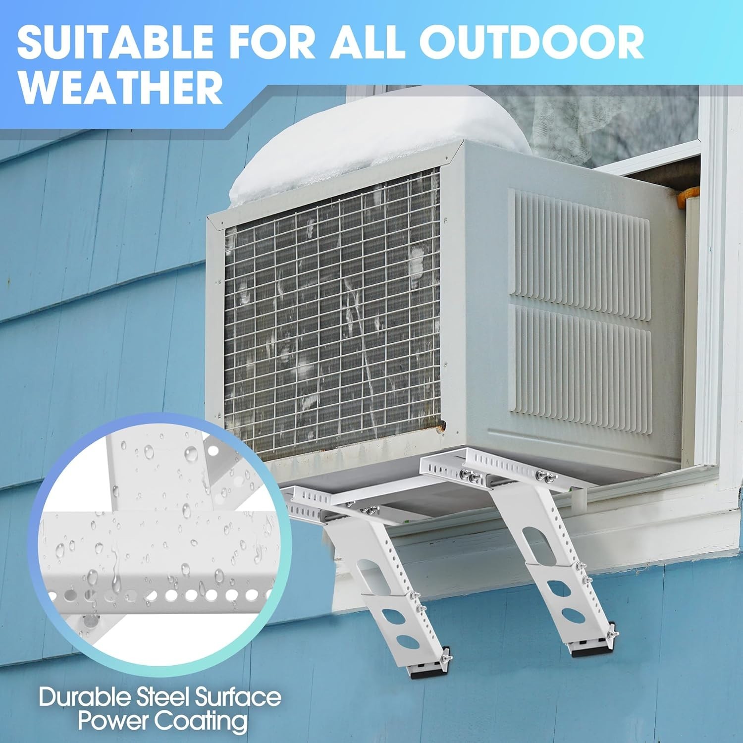 Durable Adjustable AC Window Bracket for 5000-24000 BTU Units, 220lb Capacity