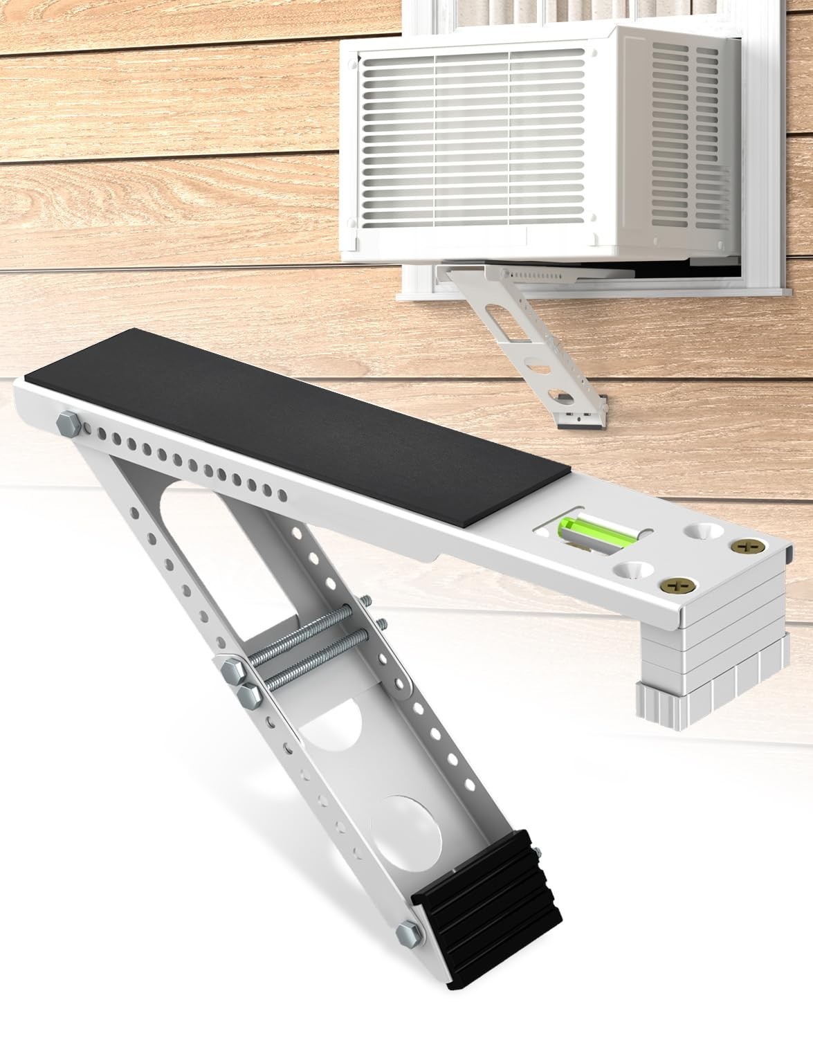 Adjustable Window Air Conditioner Support Bracket with Anti-Slip Mat & Level – 8
