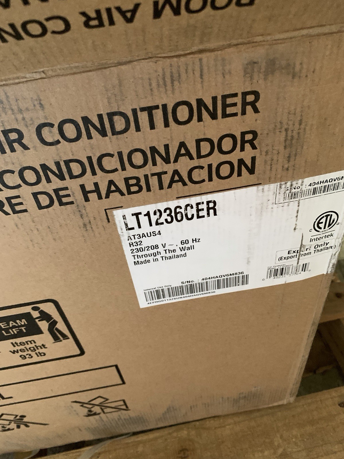 LG Through-The-Wall Room Air Conditioner LT1236CER 11,800 BTU 230-Volt R32