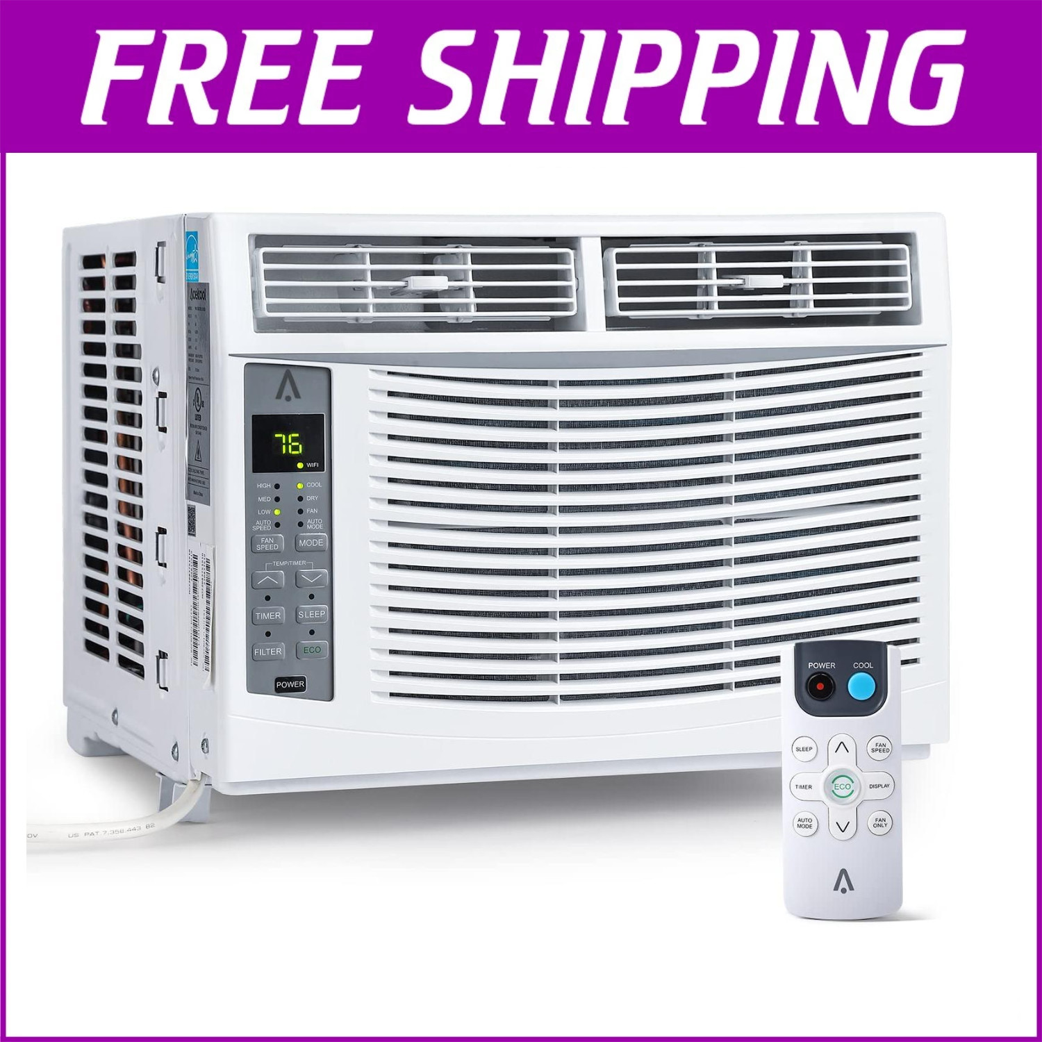 🚩6000 BTU Window Air Conditioner Cools 250 Sq.Ft Window AC Unit with Remote 115