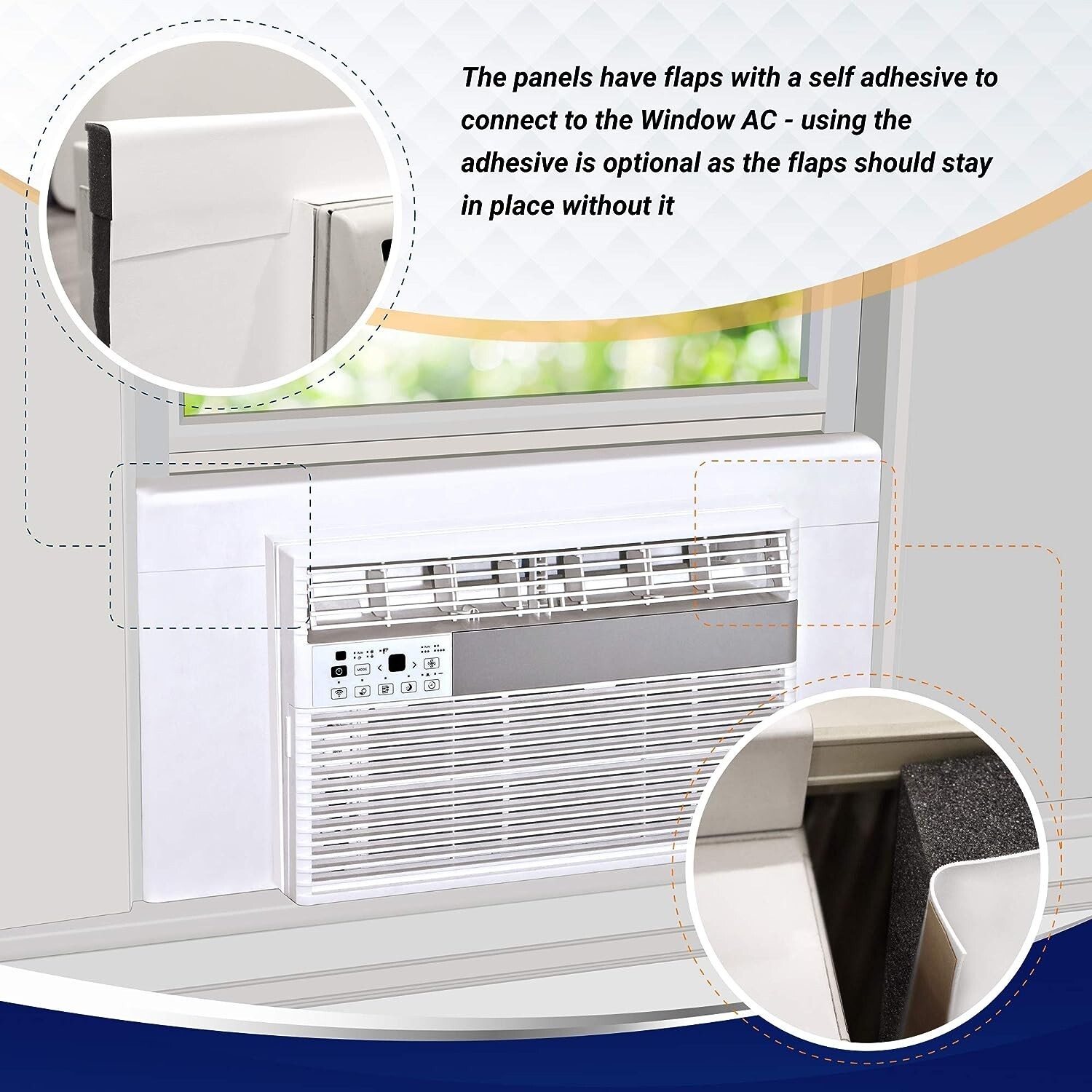 Surround Insulation Side Panels White for Window AC Unit Indoor Air 36″ or smal