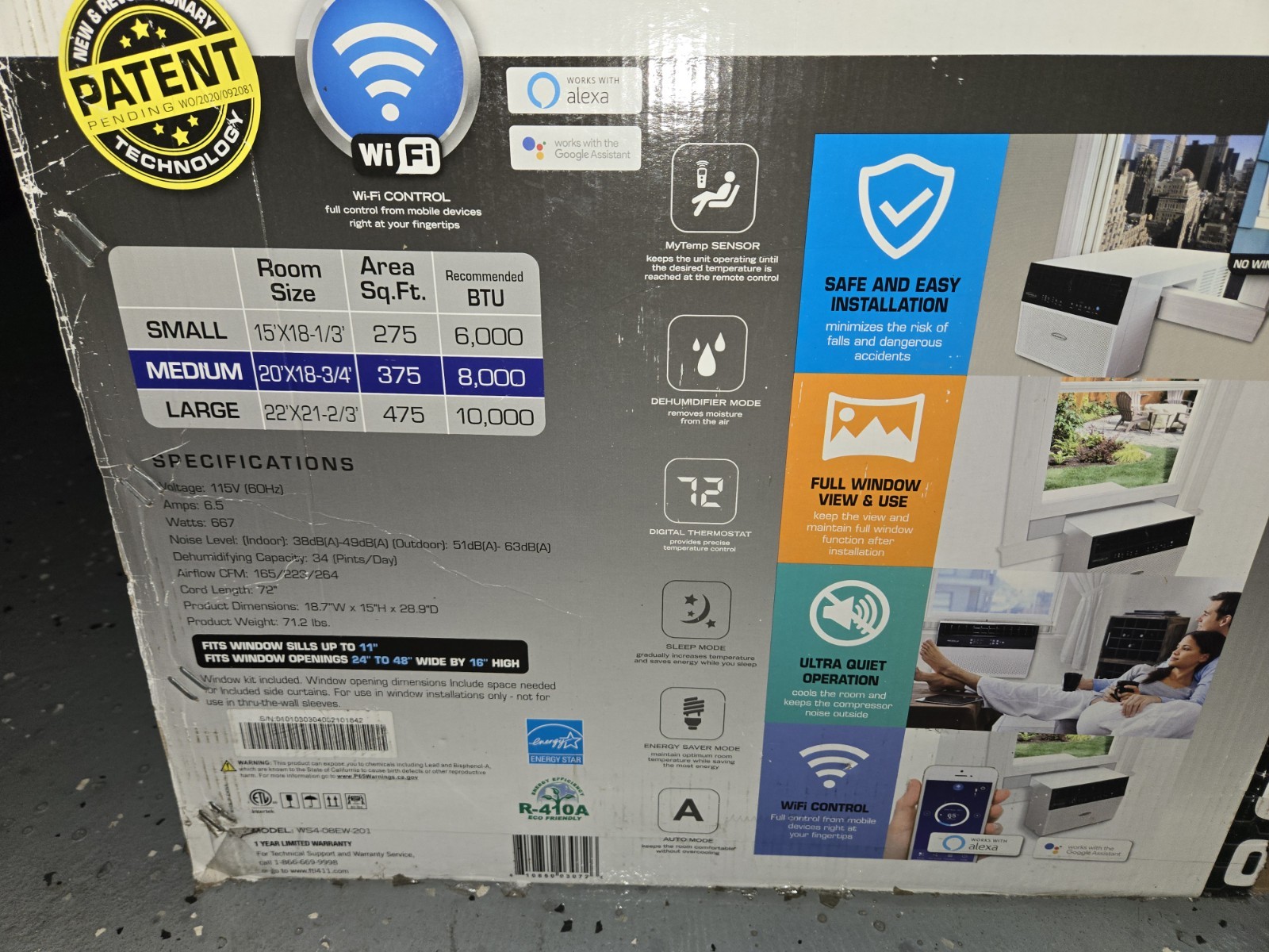 Soleus Air 8000 BTU Saddle Window Air Conditioner w/Wi-Fi Model WS4-08EW-301