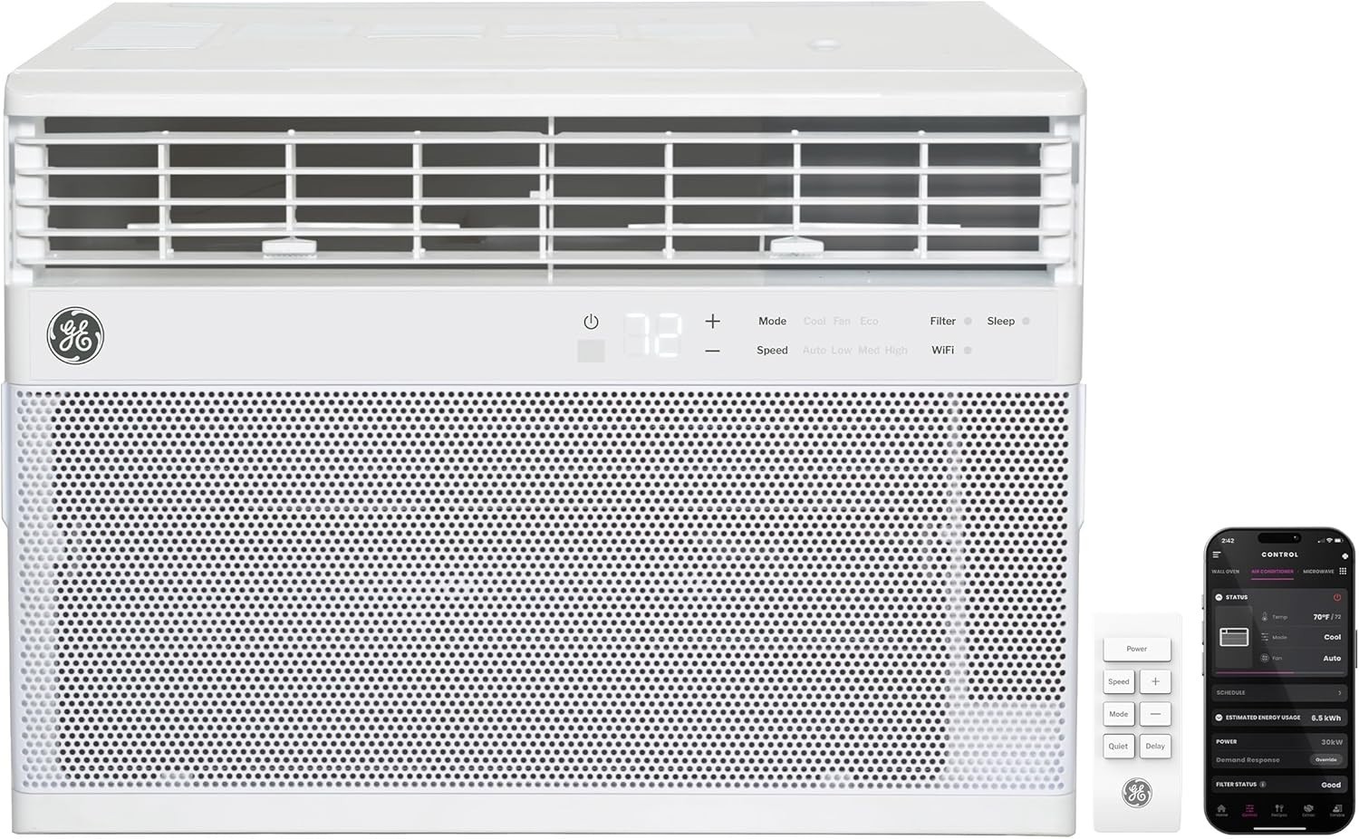 GE 12K BTU Window AC 550SqFt WiFi Smart Remote +1YrWty