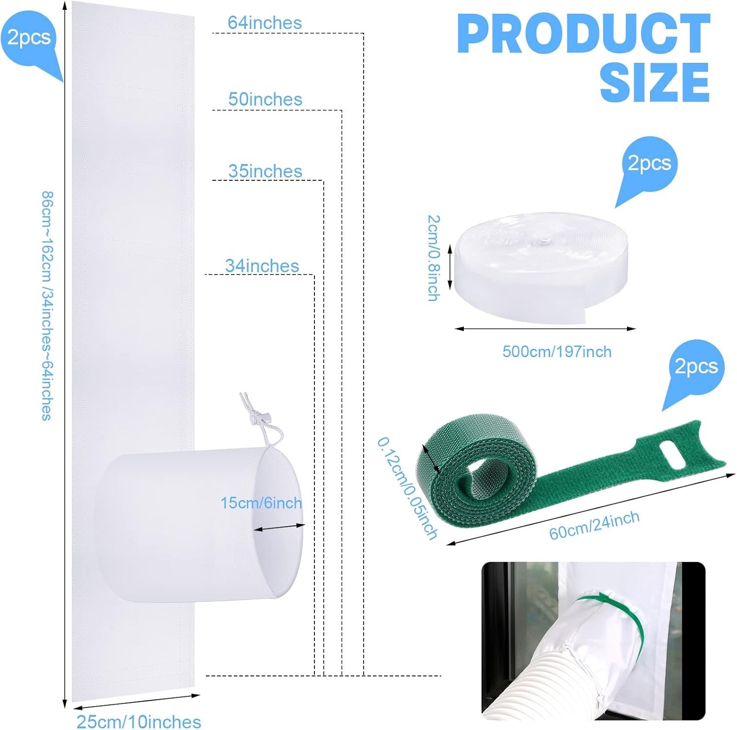 Energy-Efficient Portable AC Window Vent Kit – Fits Windows 34 to 64 Inches