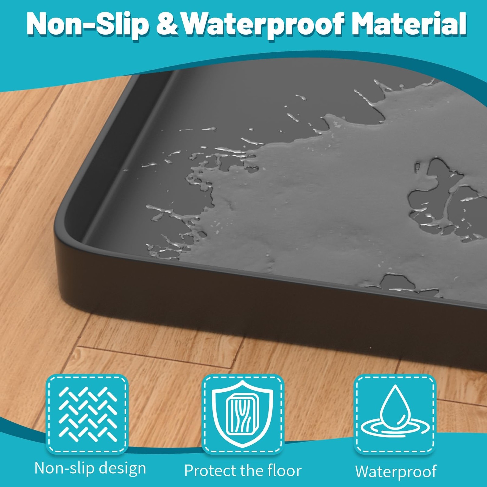 Portable Air Conditioner Drip Pan, 23.6″ x 19.7″ x 0.75″ Non-Slip Large Drip …