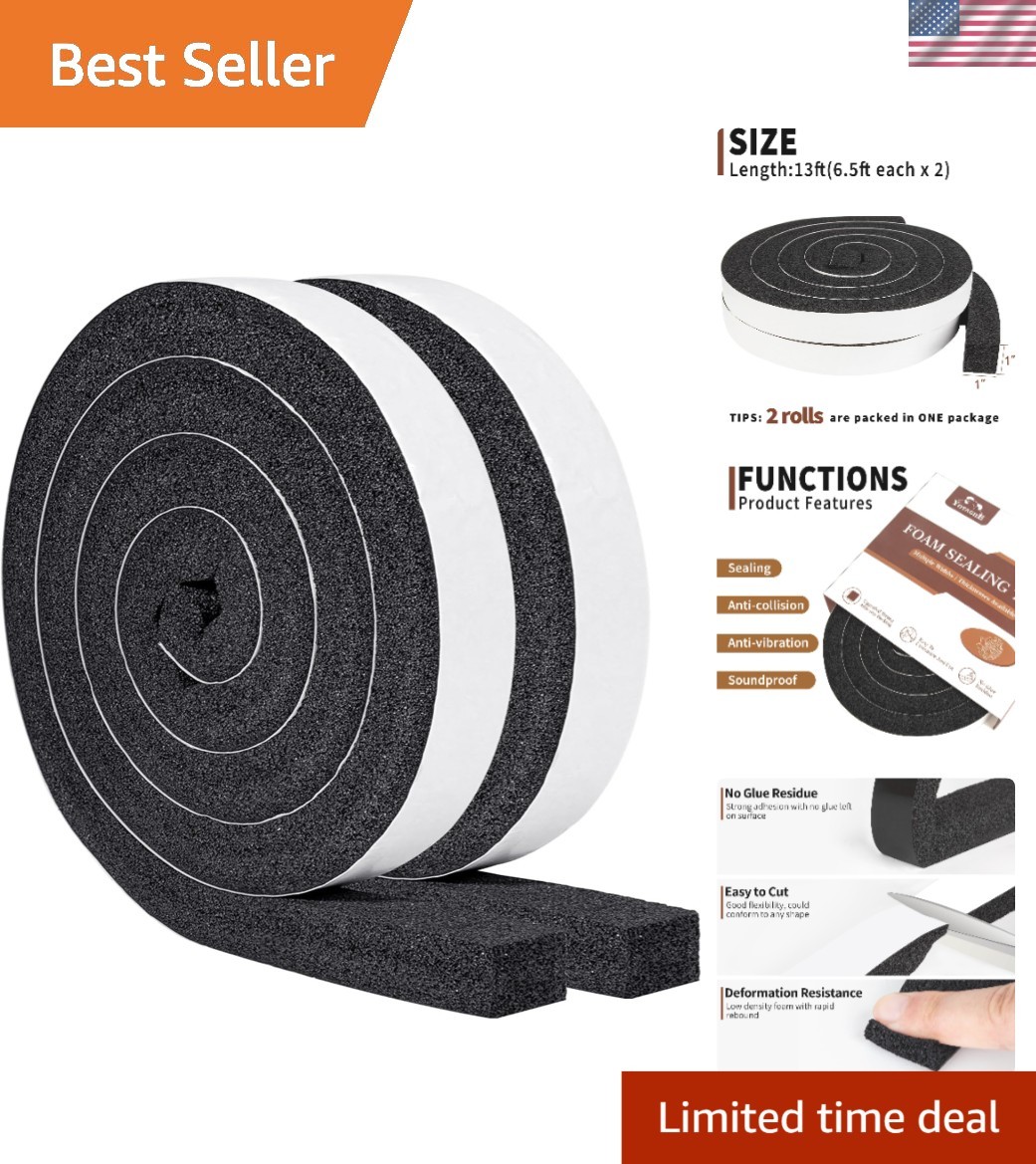 High Resilience Weather Stripping Foam Tape – 13Ft for AC Noise & Air Leak Proof