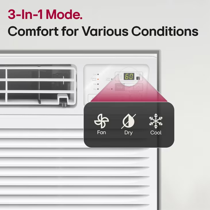 LG 8,000 BTU 350 Sq Ft Through-the-Wall Smart Air Conditioner