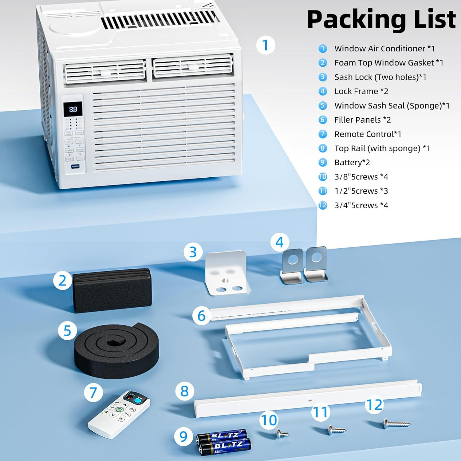 Antarctic Star 6,000 BTU Window Air Conditioner, Window AC Unit, Cools Rooms up