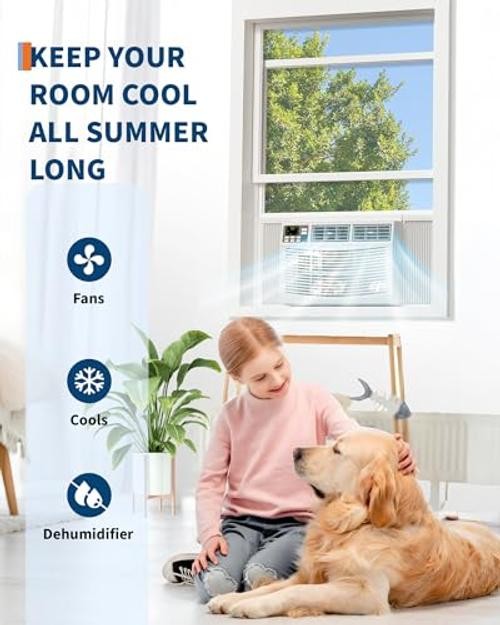 8000 BTU Window Air Conditioner with WiFi, 3 in-1 1 Count (Pack of 1) White