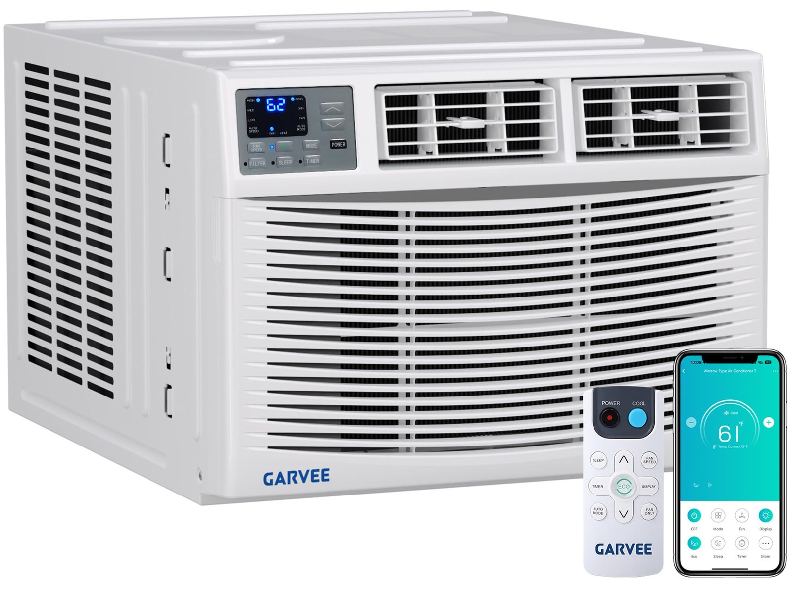8000 BTU Window Air Conditioner & Heat Wifi Energy-Saving Window AC Unit Kit NEW