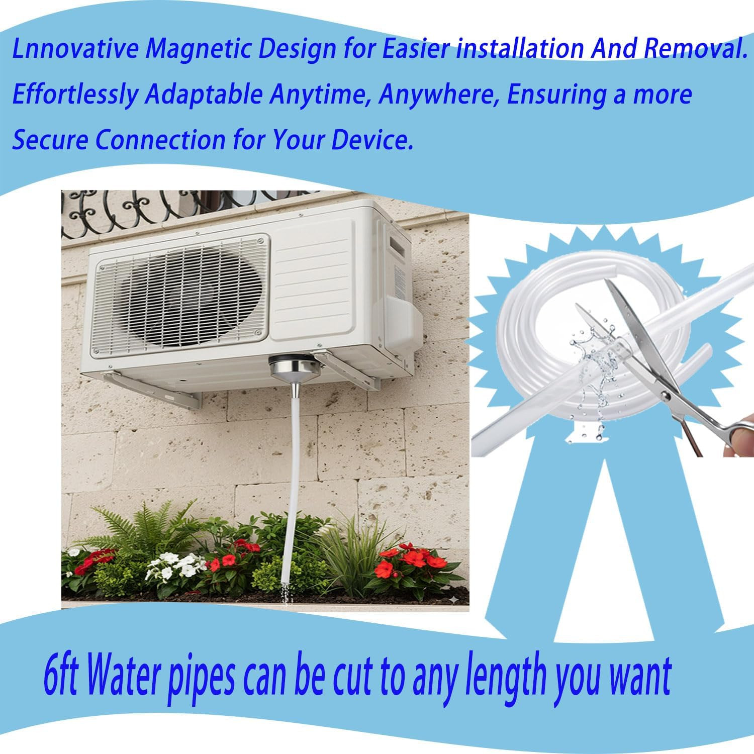 6Ft Magnetic Window Air Conditioner Drain Kit Universal Portable Air