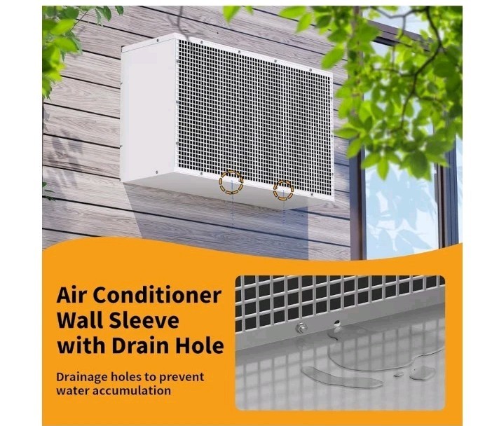 Durable Air Conditioner Wall Sleeve 26″ AC Wall Sleeve w/ Mesh Vent/Drain Hole