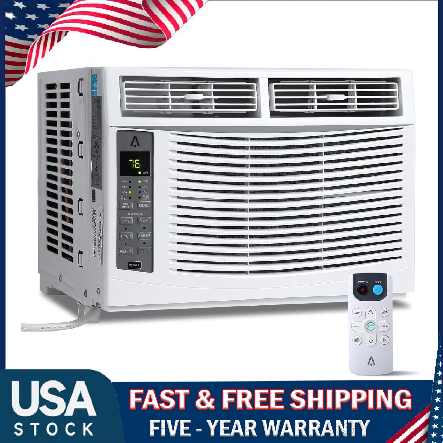 6000 BTU Window Air Conditioner ,Quiet AC Unit with Remote Control ,350 Sq.ft.
