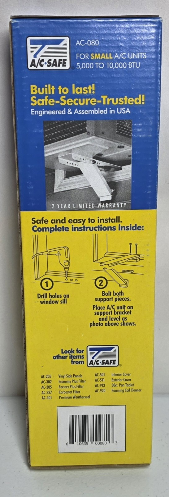 A/C Safe AC-080 Window Air Conditioner Support Bracket for Small Units to 80 lbs