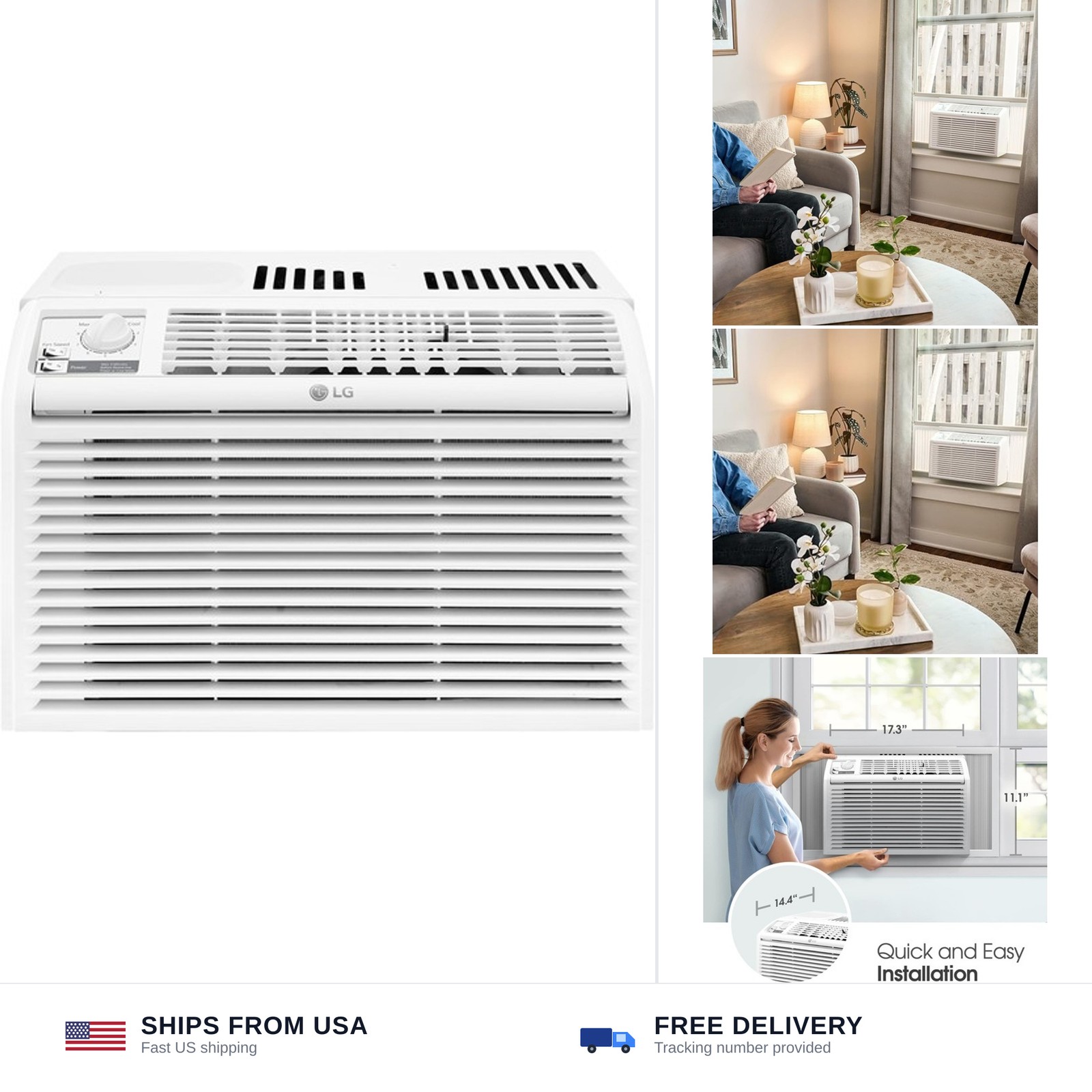 LG 5000 BTU Window Air Conditioners [2023 New] Easy Mechanical Control Ultra-…