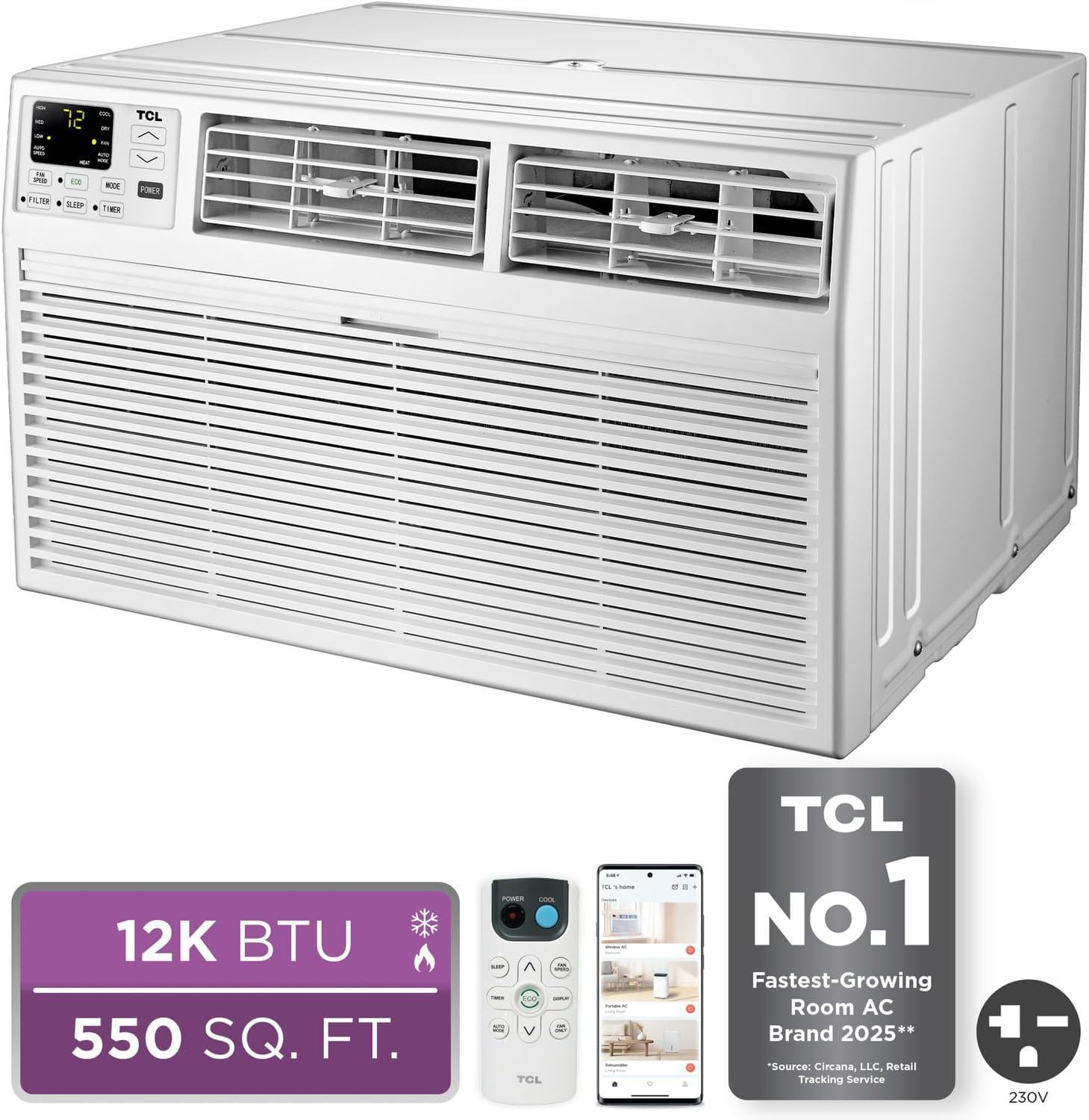 H12T9XH 12,000 BTU Smart Through-The-Wall AC, Heater, Fan & Dehumidifier