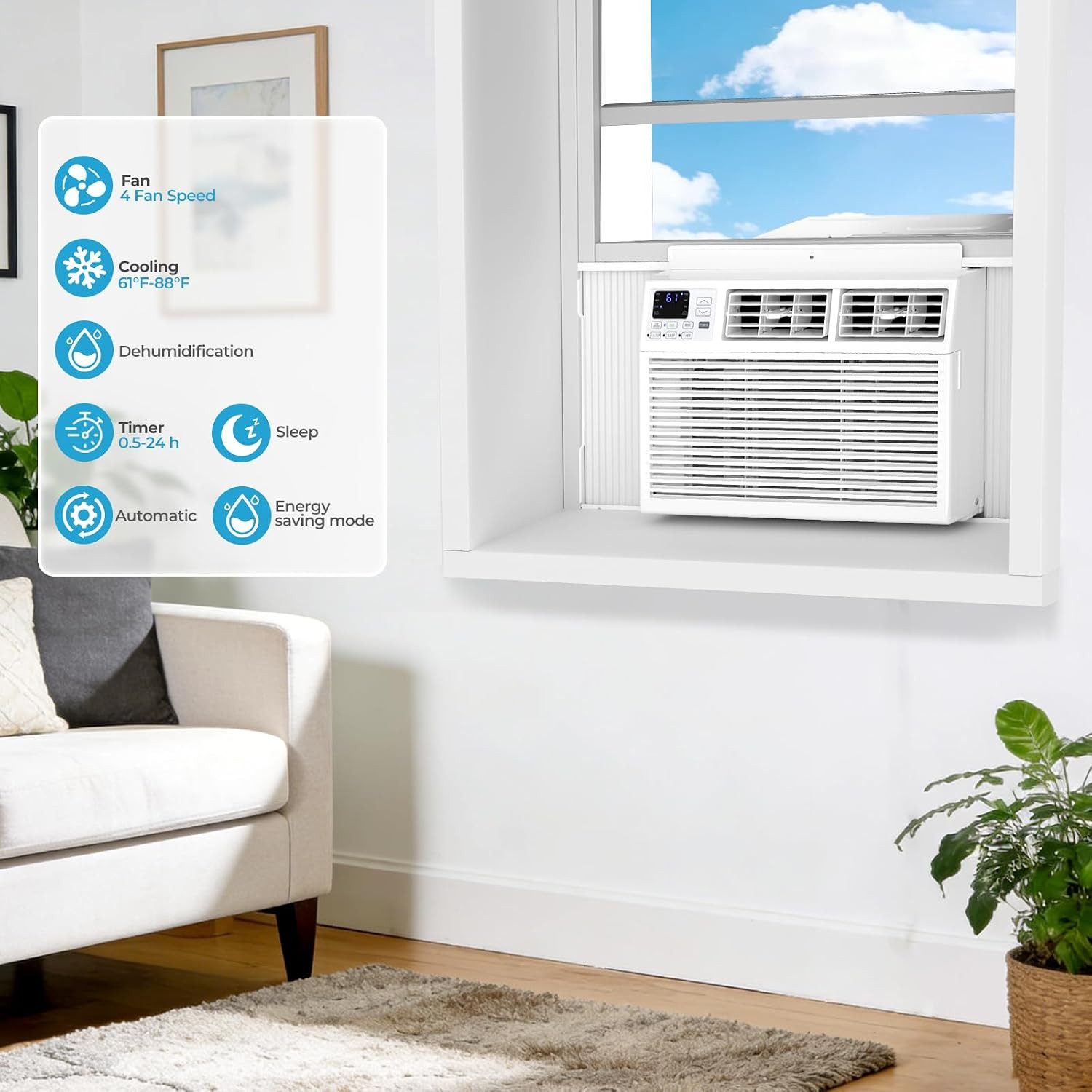 Window Air Conditioner 10,000 BTU, Air Conditioner Window Unit up to 450 Sq.Ft,