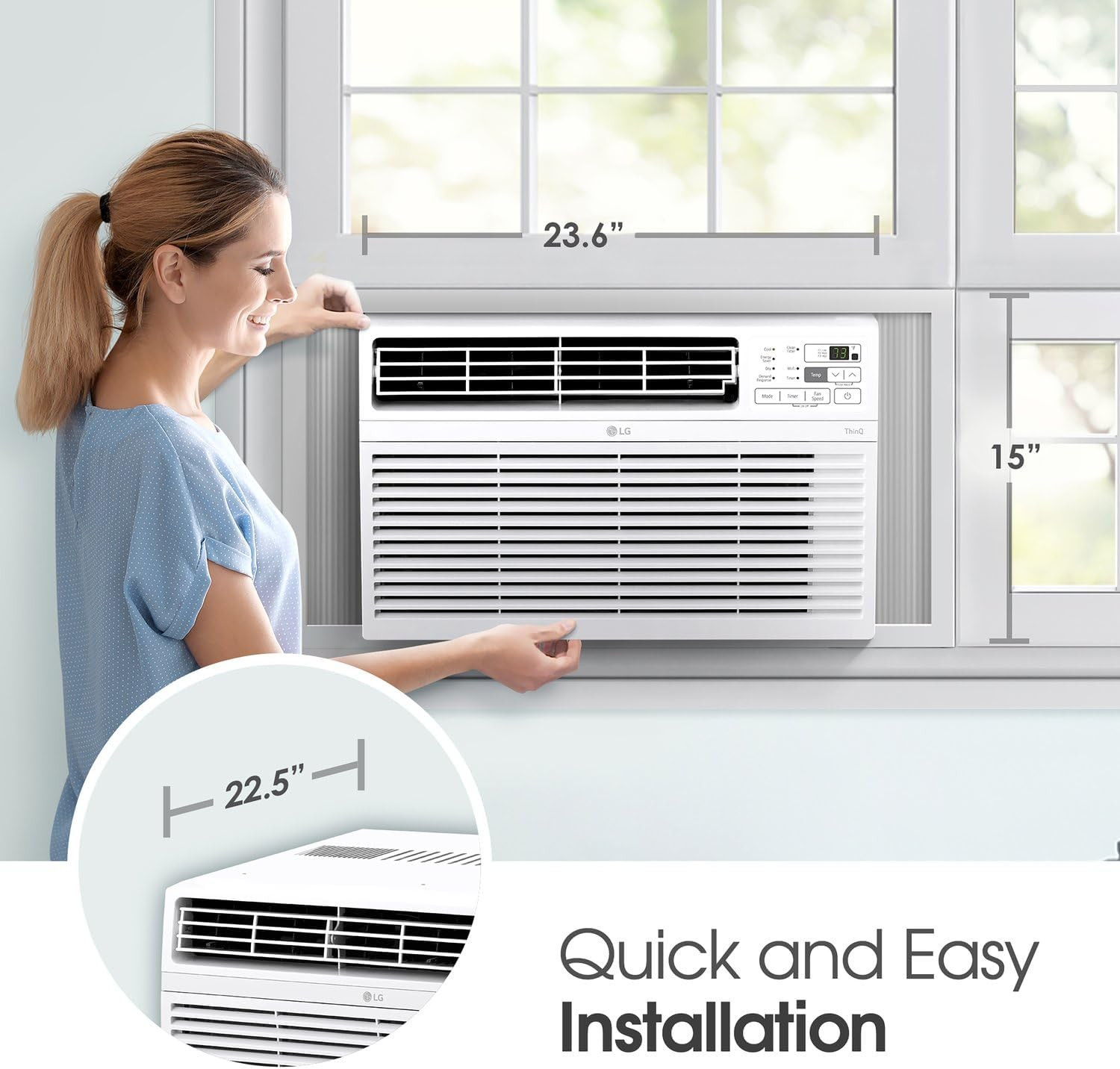 LG 12,000 BTU Window Air Conditioner with Remote , Wifi App, Ultra-Quiet, Washab