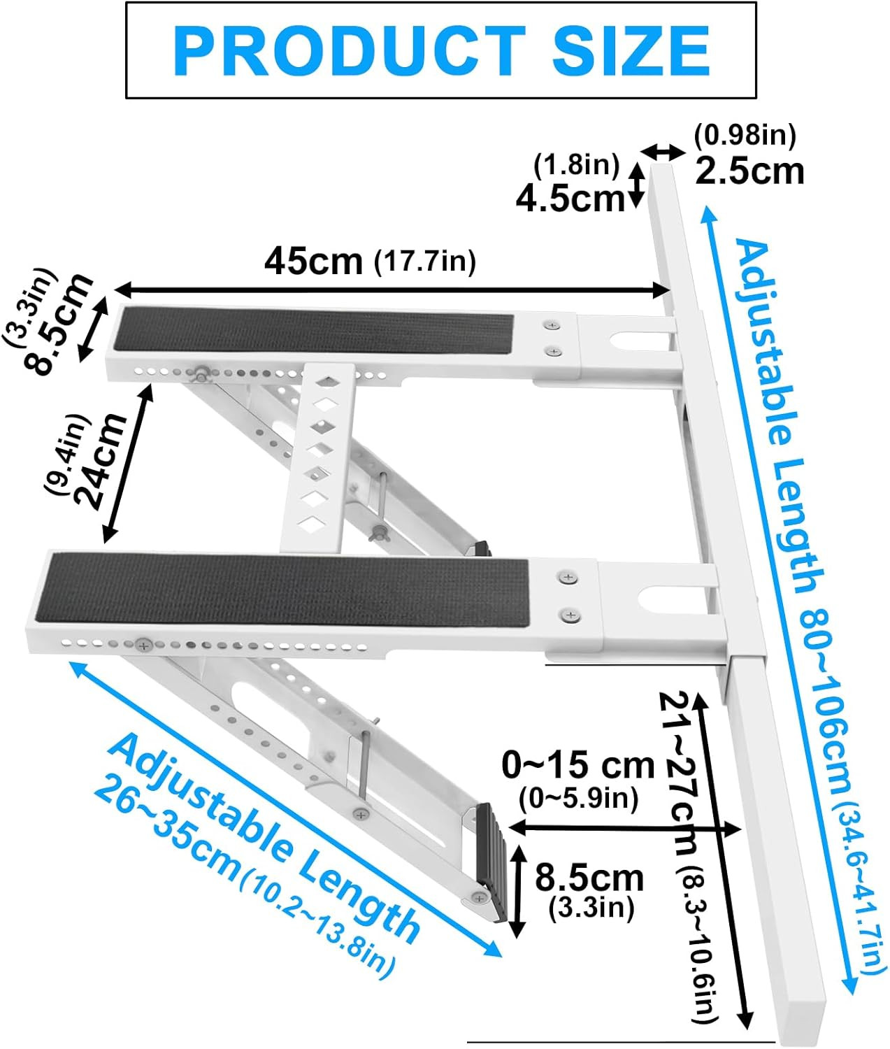 Universal Window Air Conditioner Support Bracket, No Drilling Heavy-Duty AC