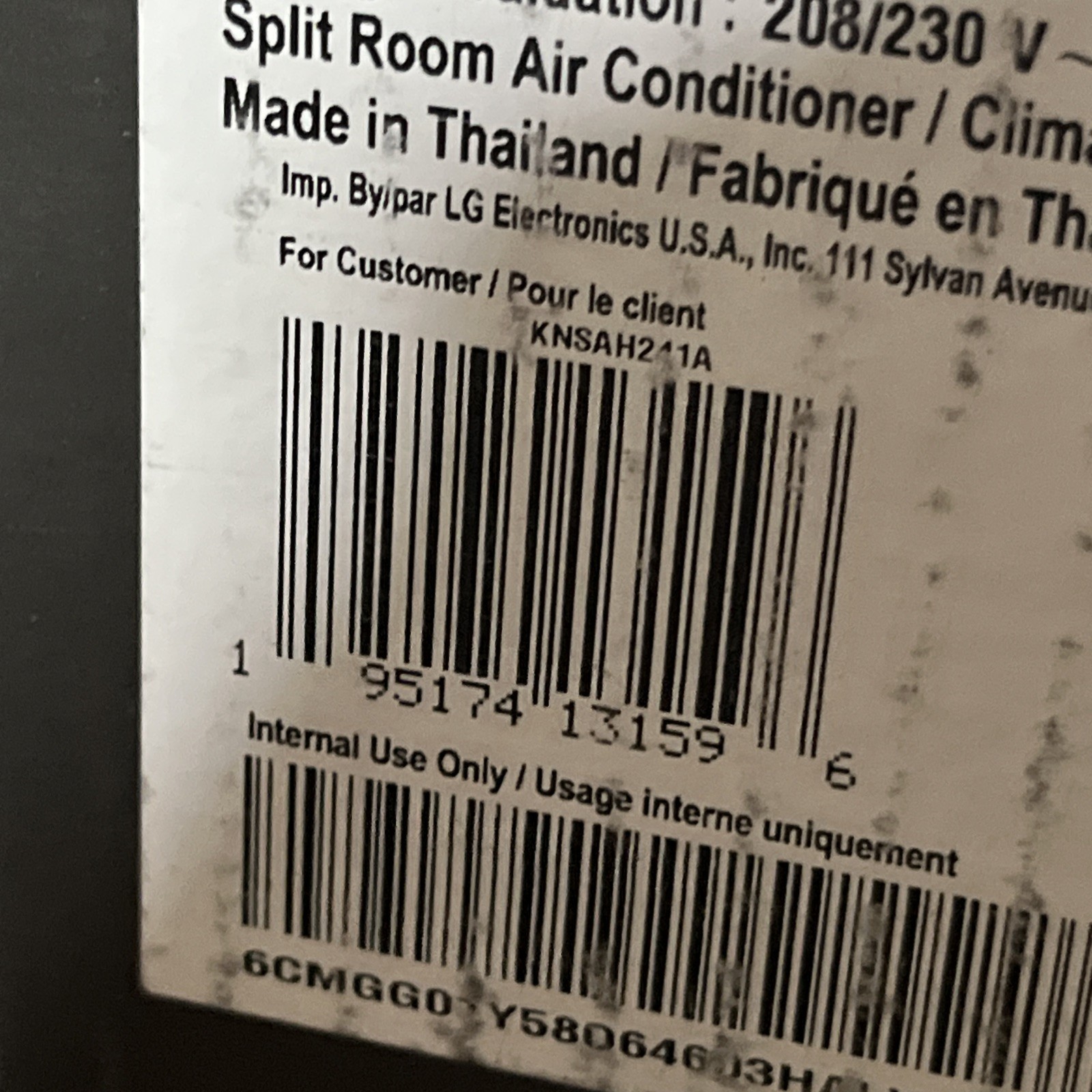 NEW!! LG 24,000 BTU 20 SEER2 Wi-Fi 1-Zone Ductless Mini Split ONLY INDOOR UNIT