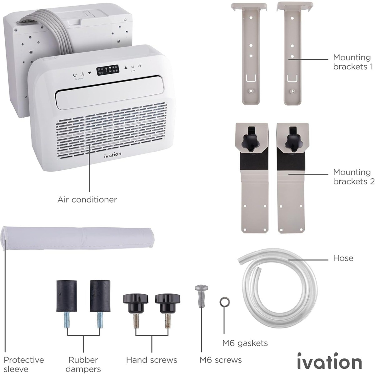 Ivation 6500 BTU RV Window AC Portable Fan Dehumidifier Sleep Mode Camper Quiet