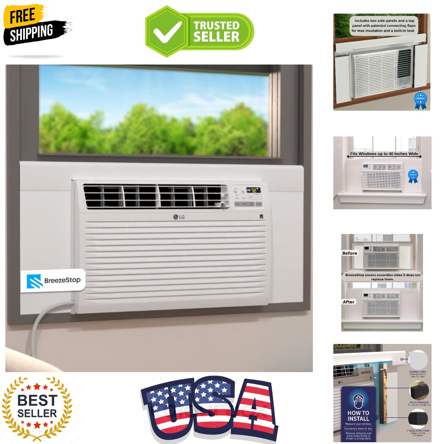Surround Insulation Side Panels White for Window AC Unit Indoor Air Condition…