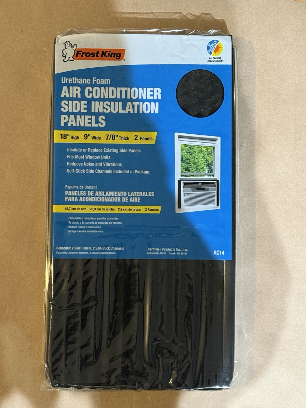 Window AC Foam Side Panel Kit 9x18x7/8 2-Pack Insulation Panels New AC14H