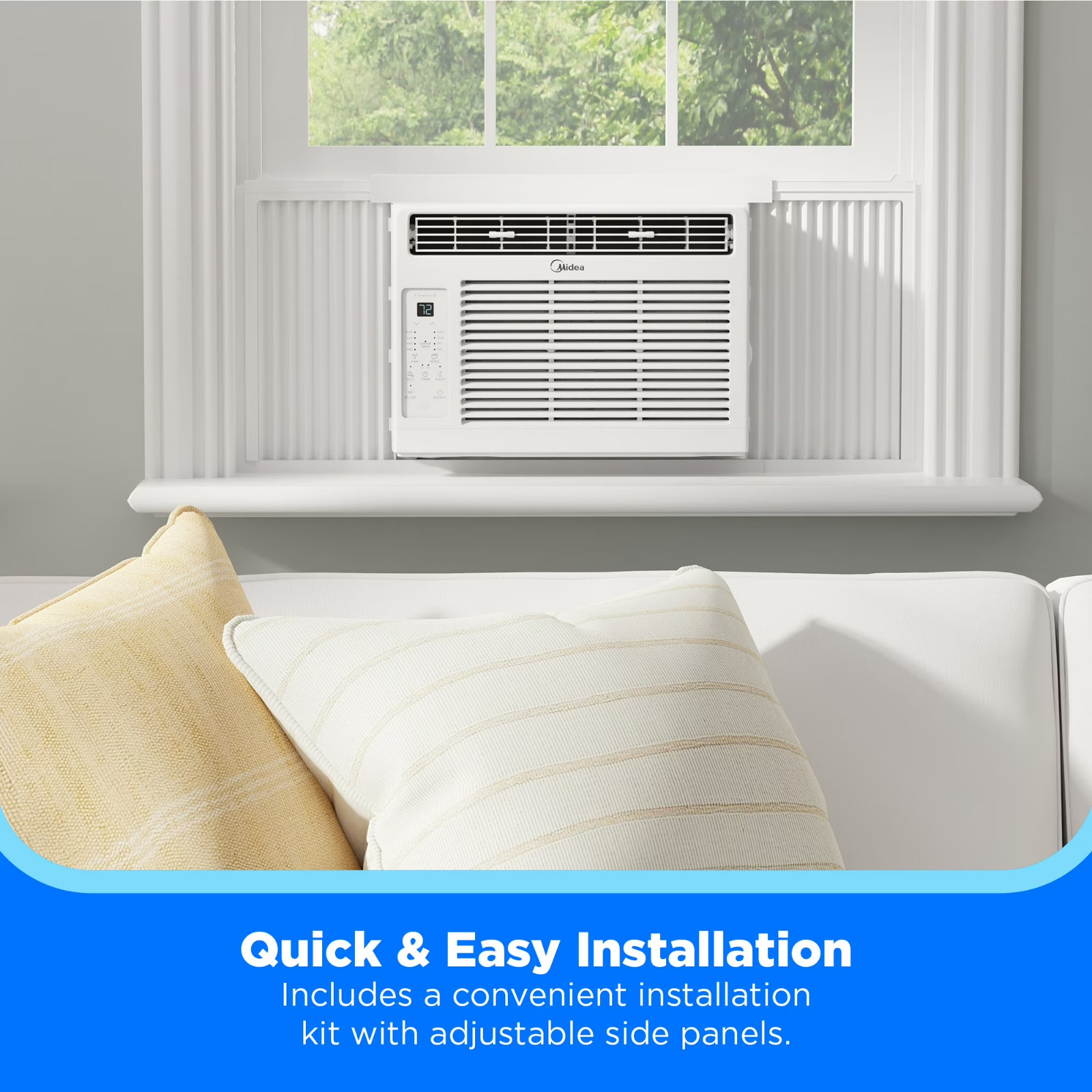US Midea 5,000 BTU Window Air Conditioner, Cools Up To 150 Sq Ft, Remote, Progra