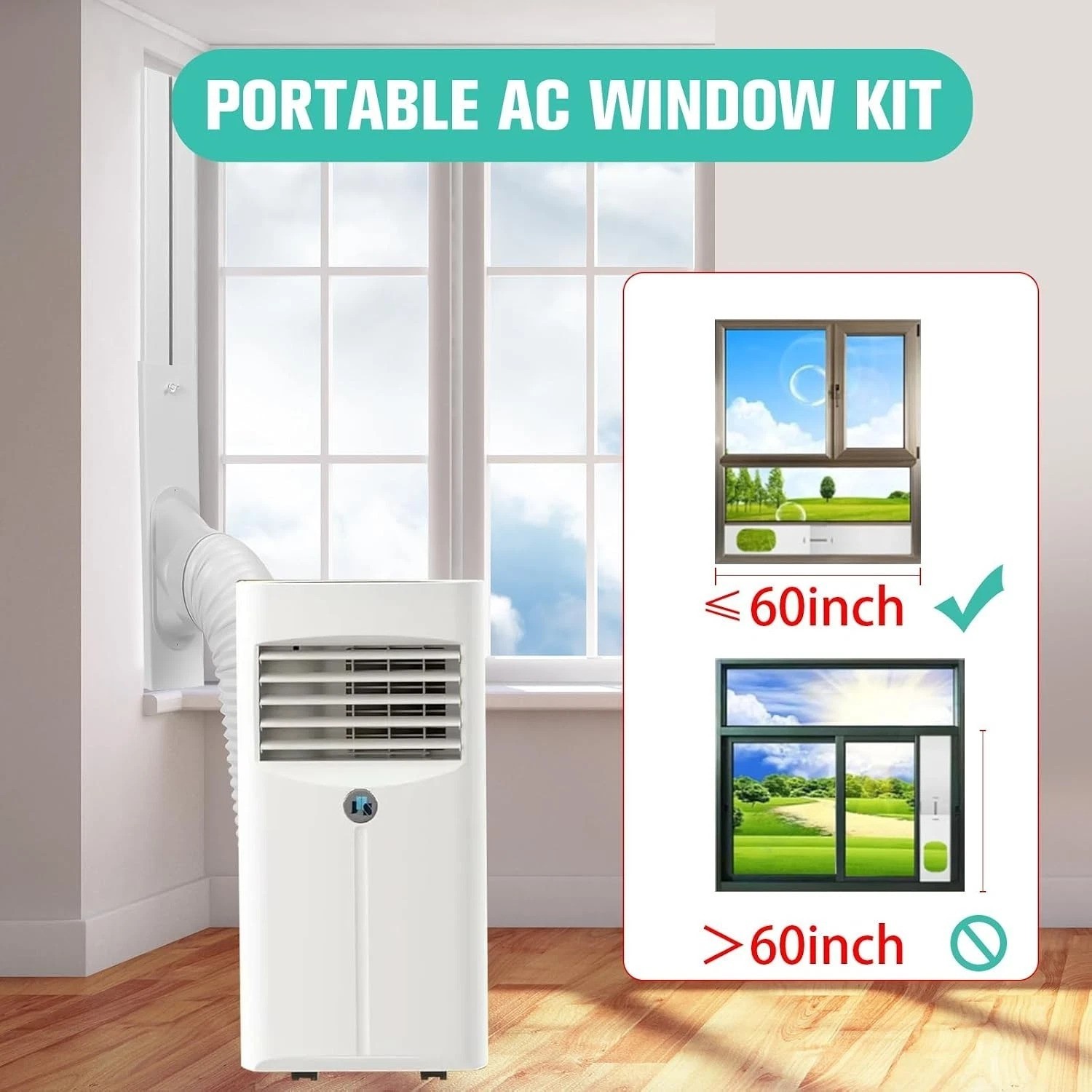 Universal Portable AC Window Vent Kit with 5.9″ Exhaust Hose – 59″ Adjustable