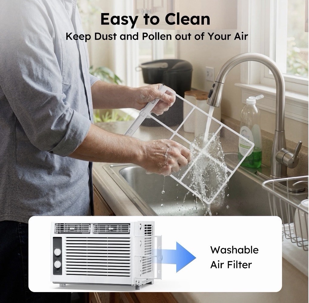 SIMZLIFE 5,000 BTU Window Air Conditioner, Cools Up To 150 Sq Ft