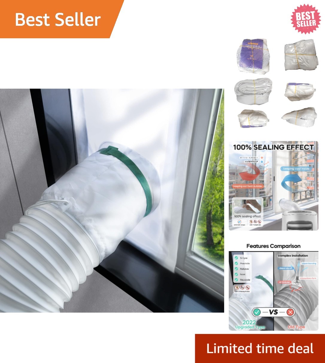 Heavy-Duty Waterproof Window Seal for Portable Air Conditioners – 10×24~36 Inch