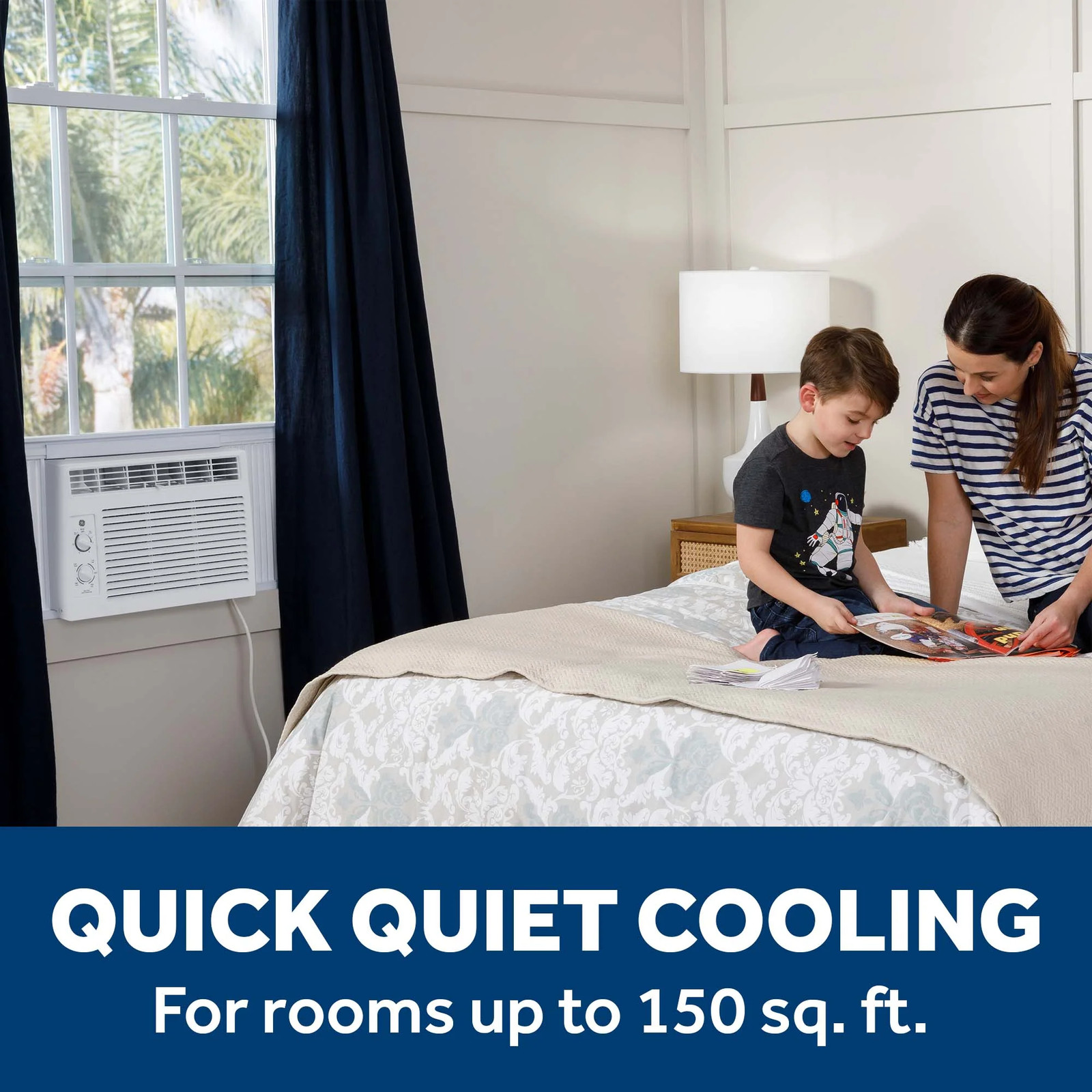 GE 5000 BTU Window Air Conditioner 115V Small Room 150 sq ft White