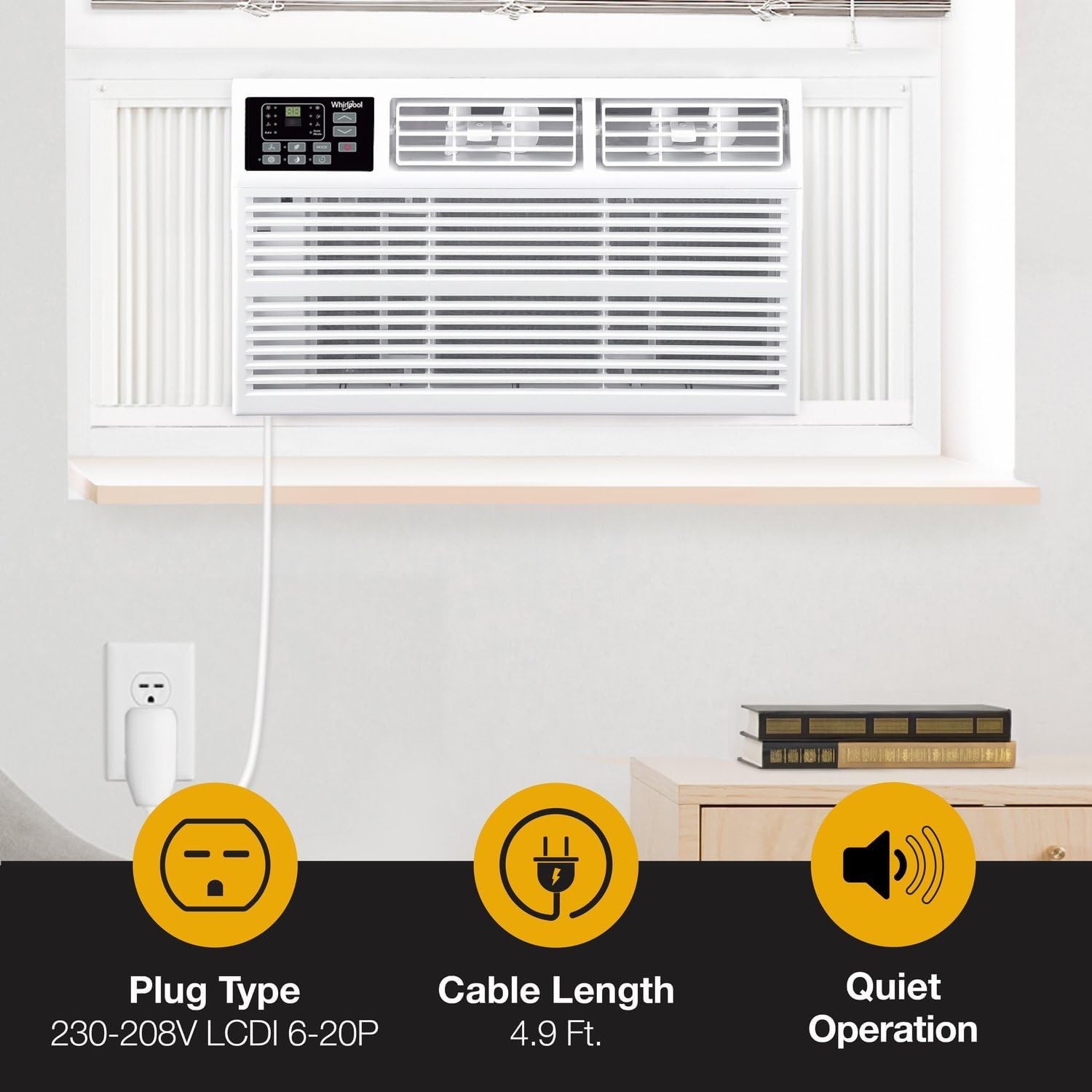 Whirlpool 18,000 BTU 230V Window AC w/Supplemental Heat Rooms up to 1000 Sq Ft