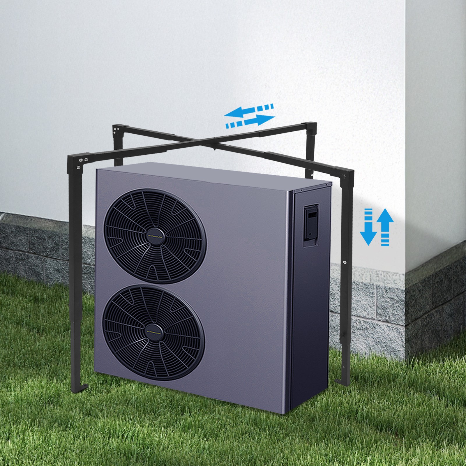 Ac Security Cage, Air Conditioner Cage, Adjustable Air Conditioner Cage Black