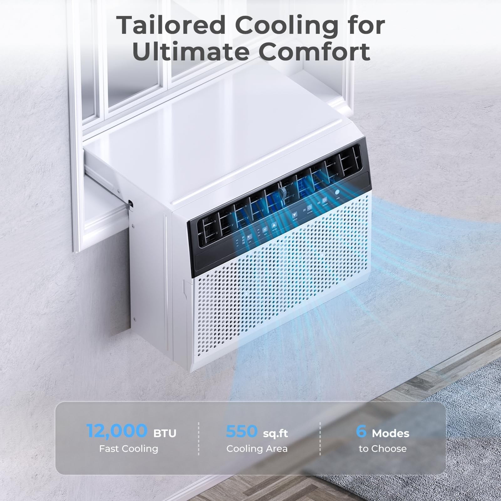 Electactic U-Shaped Window Air Conditioner, 12000BTU Window AC Units Cools up…