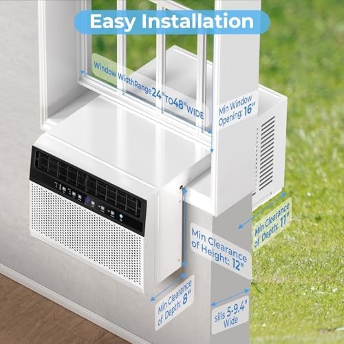 Electactic U-Shaped Window Air Conditioner, 12000BTU Window AC Units Cools up…