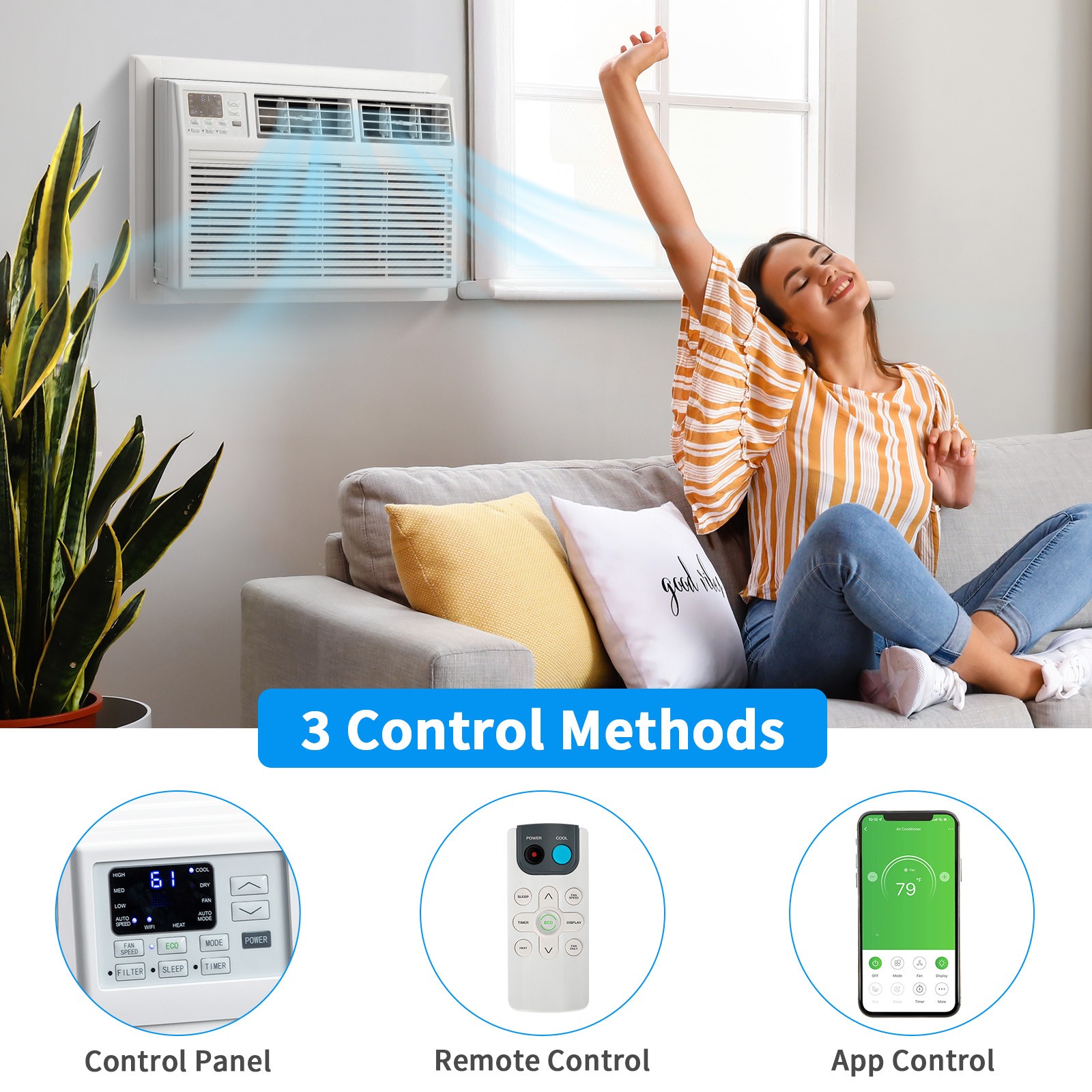 10000 BTU 230-Volt Through-the-Wall Air Conditioner W/ Heat Remote &APP Control