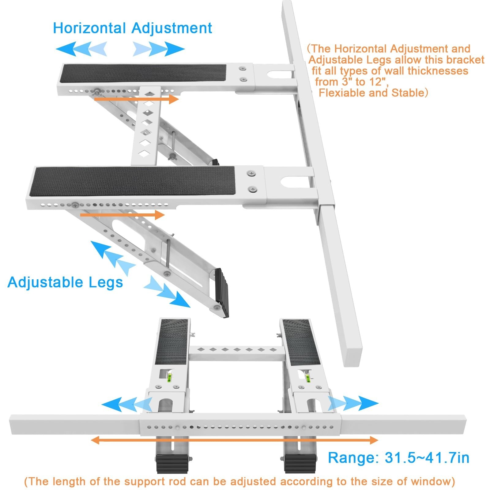 Heavy-Duty Universal AC Window Support Bracket, No Drill, Up to 200lbs, Fits Mos