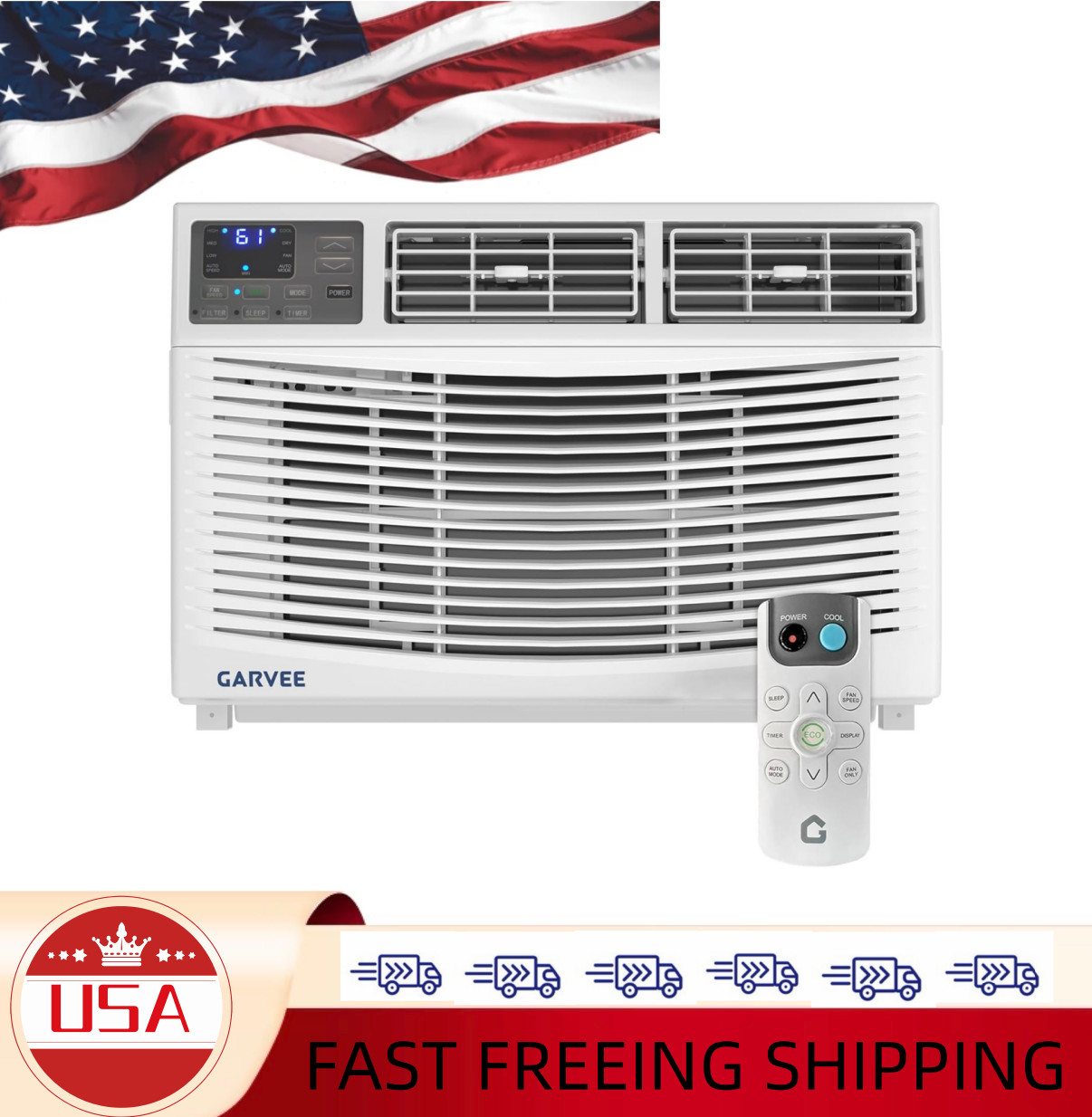 Window Air Conditioner Garvee 10000 BTU Unit with Remote Control, Cools Rooms Up
