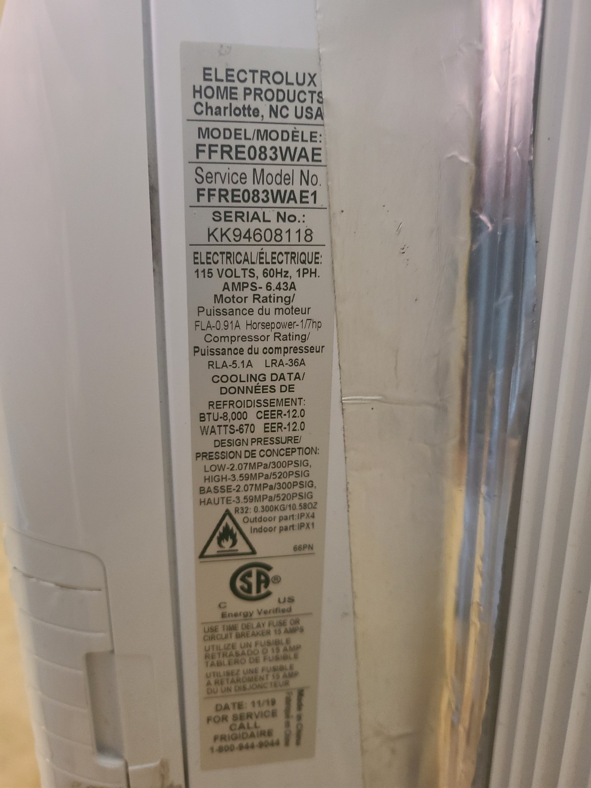 Frigidaire FFRE083WAE 8000 BTU Window Air Conditioner Remote Timer Sleep Eco