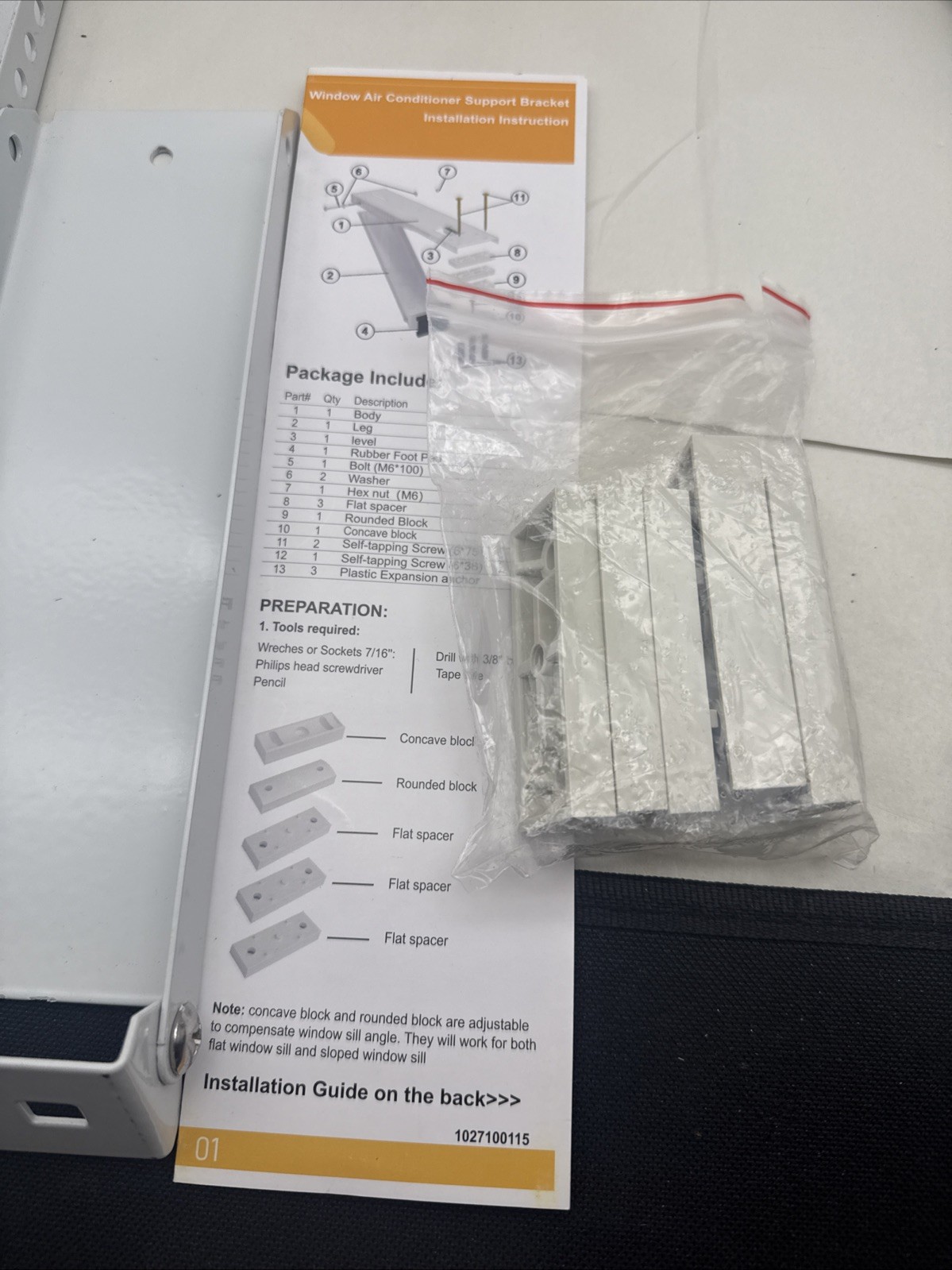 Window Air Conditioner Bracket Up to 85 lbs Designed to Fit 5,000 to 12,000 read