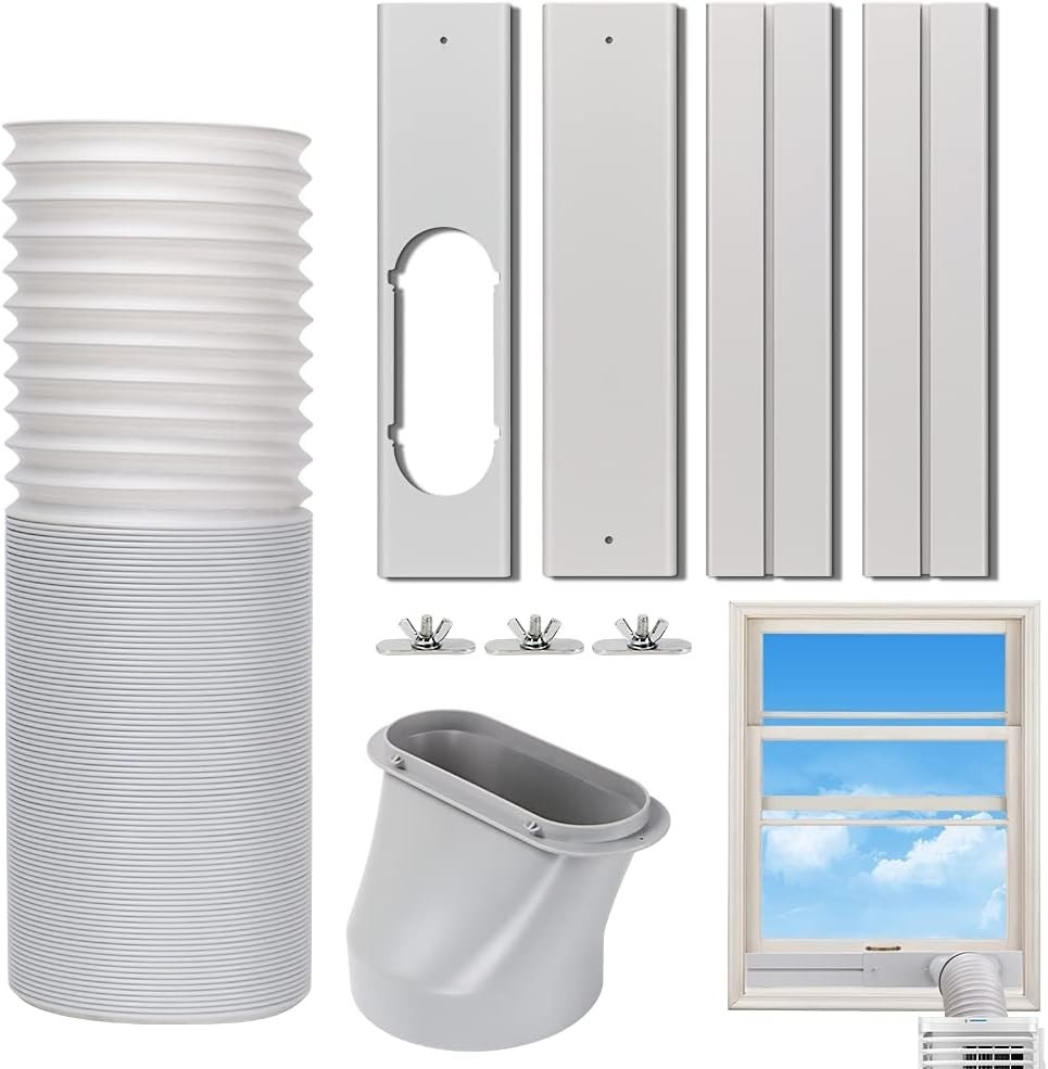 Efficient Portable A/C Exhaust Hose & Window Vent Kit – 59 Inch LengthIncluded