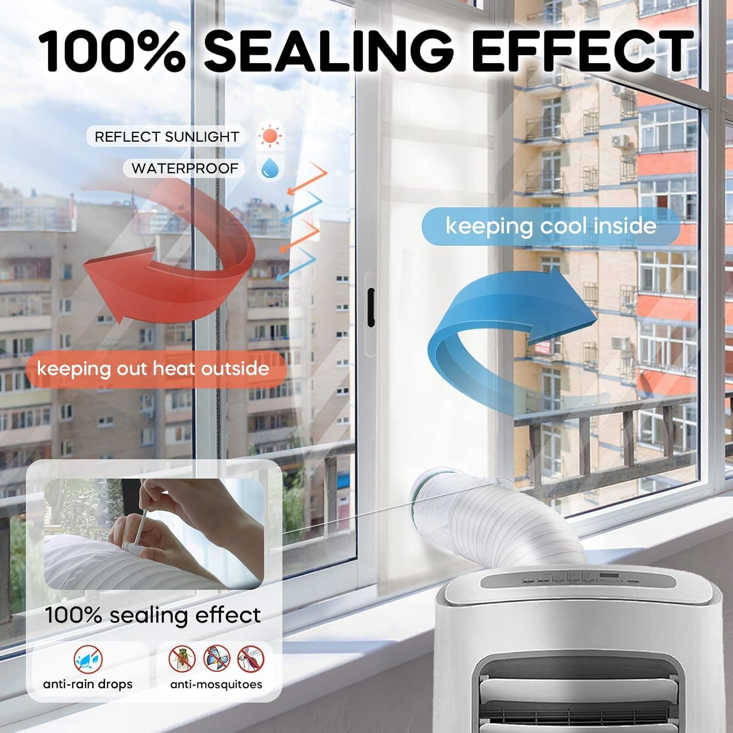 Easy Install Portable AC Window Seal – Adjustable Waterproof Vent Kit 10×24-36