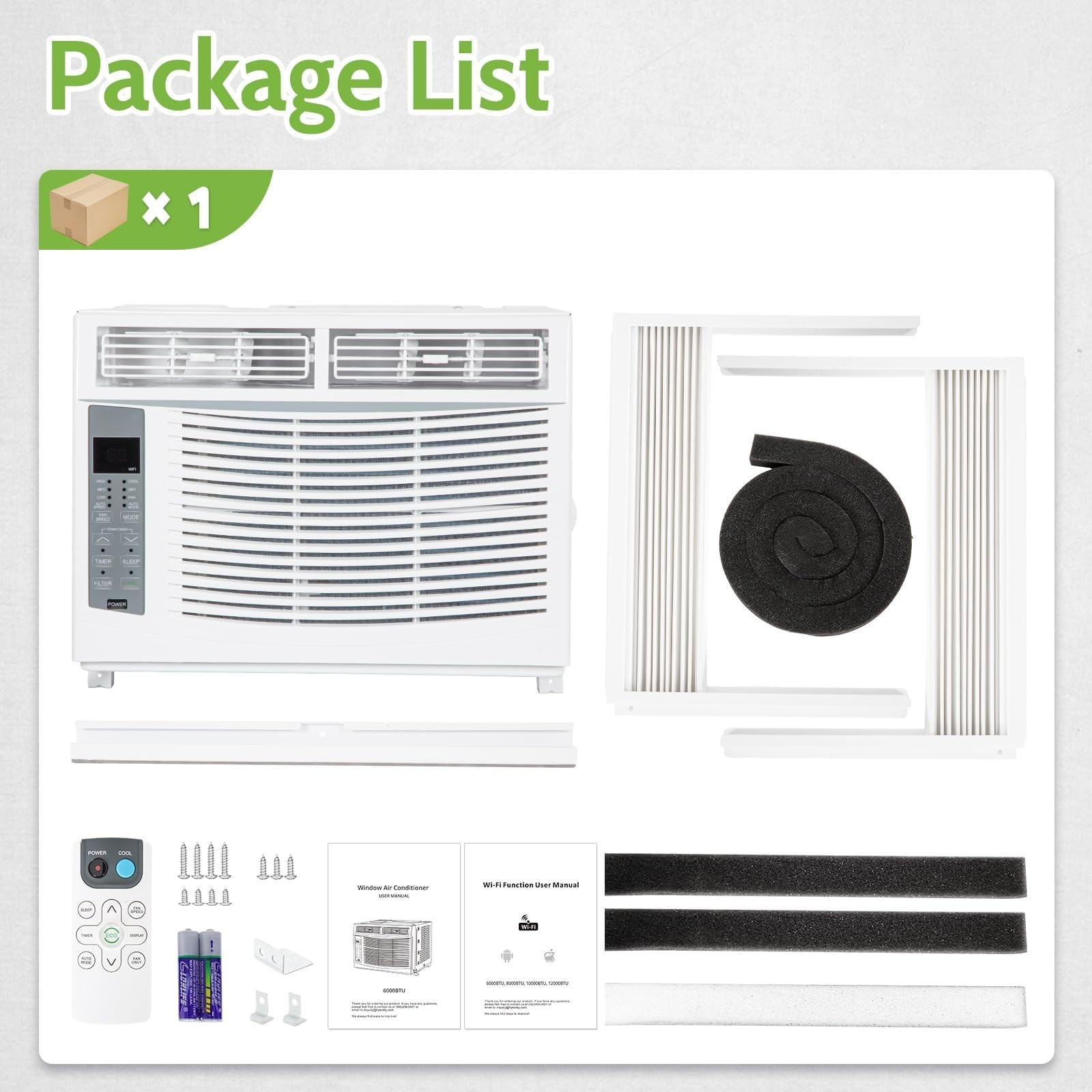 WiFi Enabled 6,000 BTU Window Air Conditioner, Smart Window AC Unit with Remote